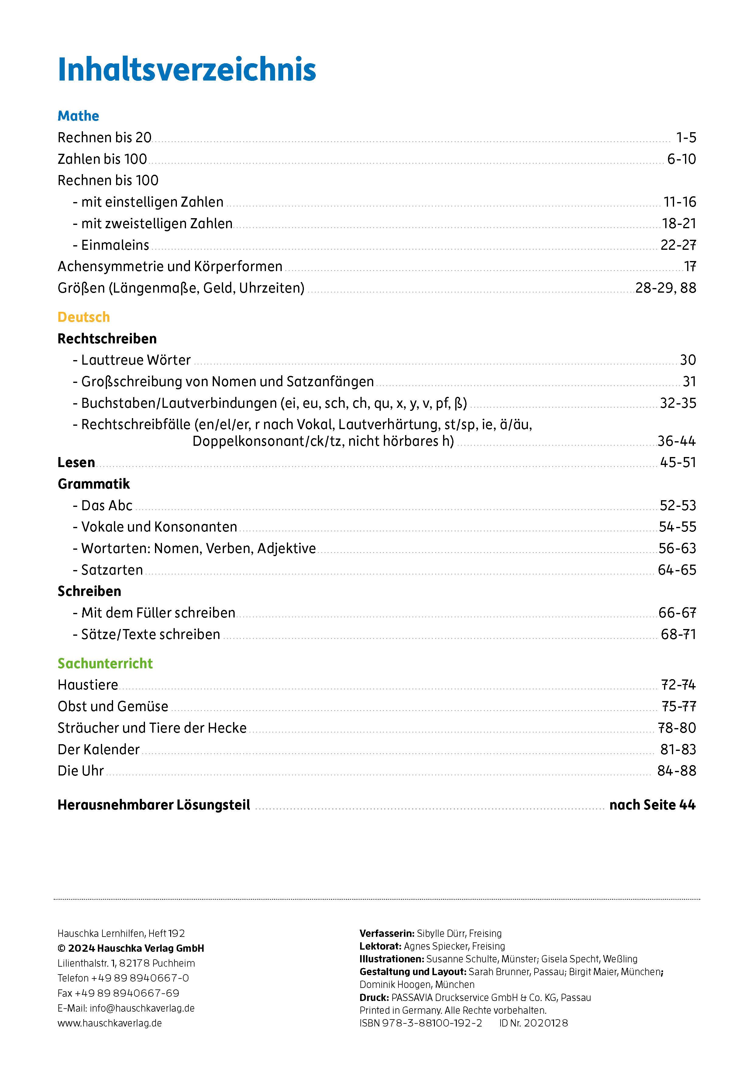 Beispielinhalt (Bild) Erfolgreich durch die 2. Klasse - Mathe, Deutsch, Sachunterricht