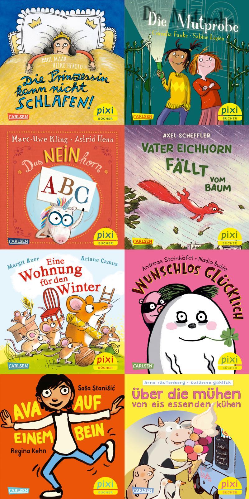 Vorderes Coverbild Pixi-Box 295: Beliebte Autor*innen gratulieren Pixi (8x8 Exemplare)