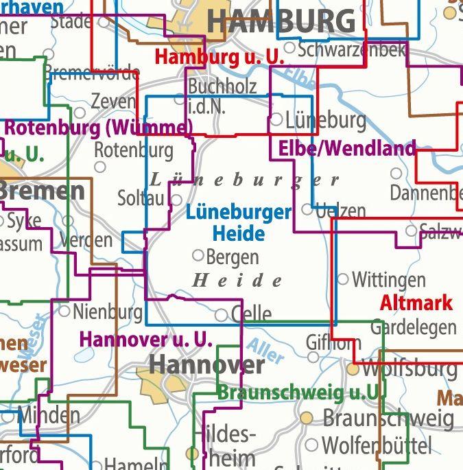 Beispielinhalt (Bild) ADFC-Regionalkarte Lüneburger Heide, 1:75.000, mit Tagestourenvorschlägen, reiß- und wetterfest, E-Bike-geeignet, GPS-Tracks Download