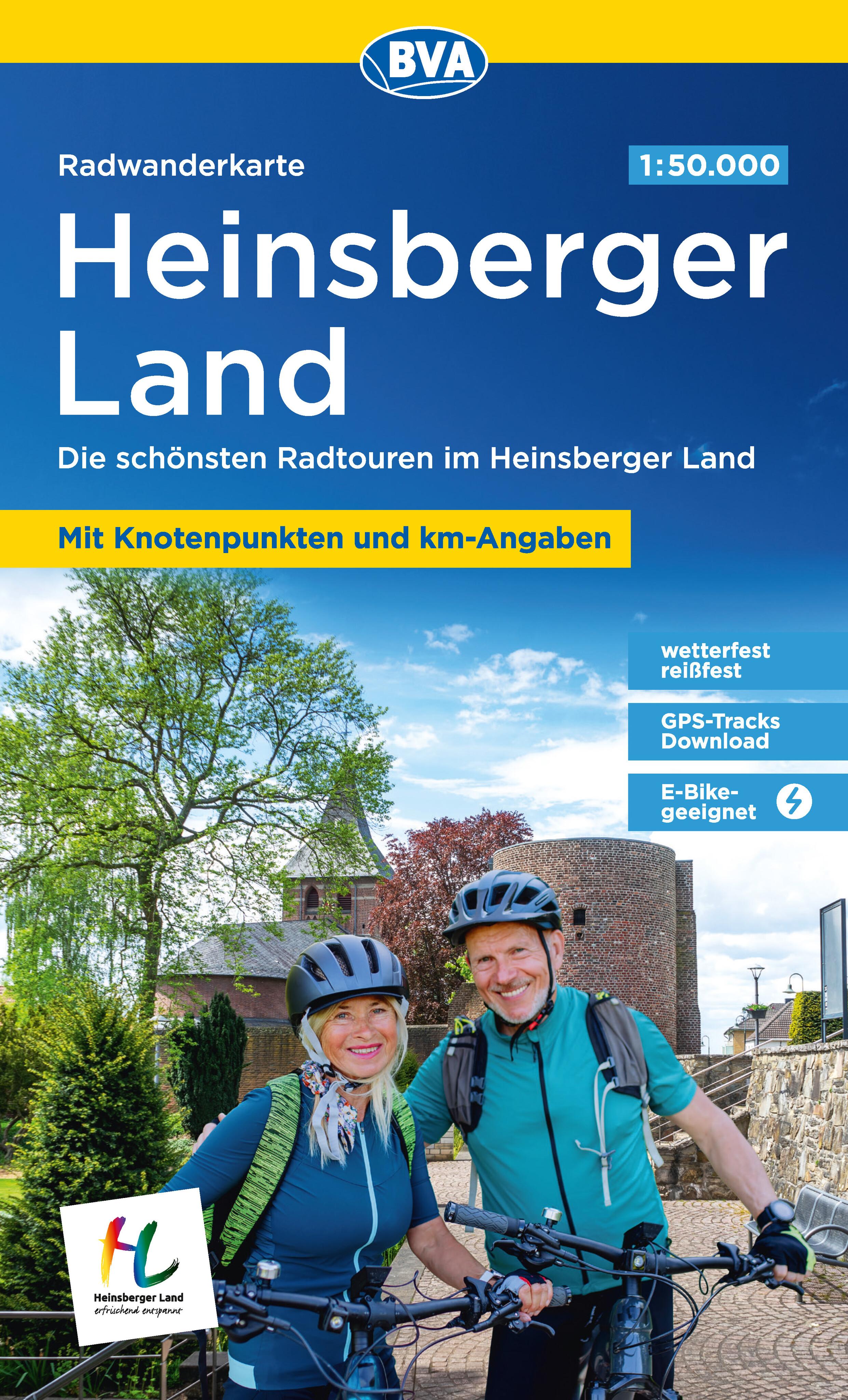 Vorderes Coverbild BVA Radwanderkarte Heinsberger Land 1:50.000, mit Knotenpunkten, reiß- und wetterfest, GPS-Tracks Download, E-Bike geeignet