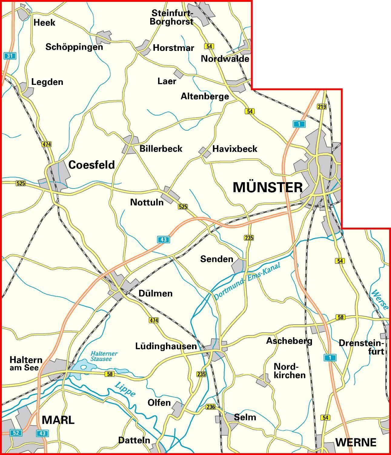 Beispielinhalt (Bild) BVA Radwanderkarte Kreis Coesfeld mit Knotenpunkten 1:50.000