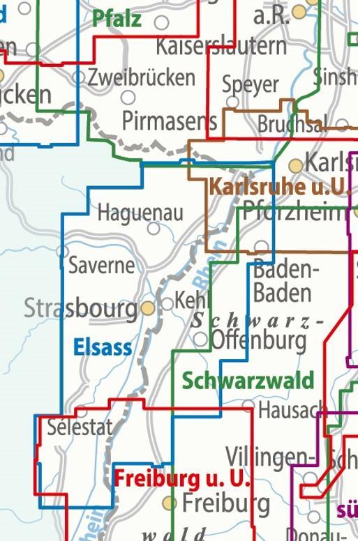 Beispielinhalt (Bild) ADFC-Regionalkarte Elsass, 1:75.000, mit Tagestourenvorschlägen, reiß- und wetterfest, E-Bike-geeignet, GPS-Tracks Download