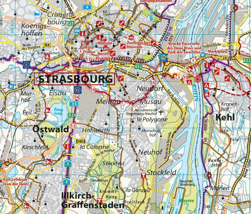Beispielinhalt (Bild) ADFC-Regionalkarte Elsass, 1:75.000, mit Tagestourenvorschlägen, reiß- und wetterfest, E-Bike-geeignet, GPS-Tracks Download