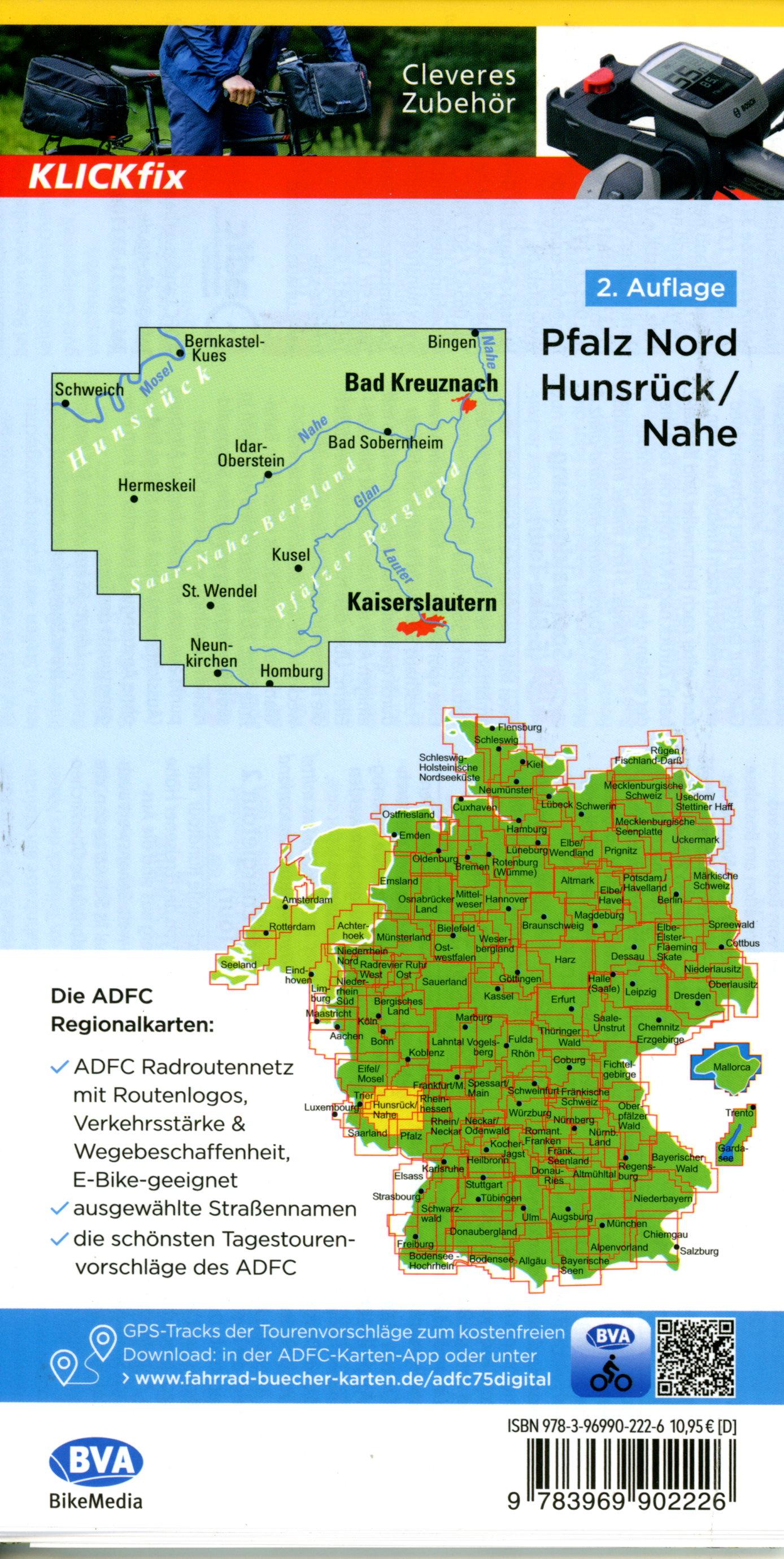 Beispielinhalt (Bild) ADFC-Regionalkarte Pfalz Nord/ Hunsrück/ Nahe, 1:75.000, mit Tagestourenvorschlägen, reiß- und wetterfest, E-Bike-geeignet, GPS-Tracks Download