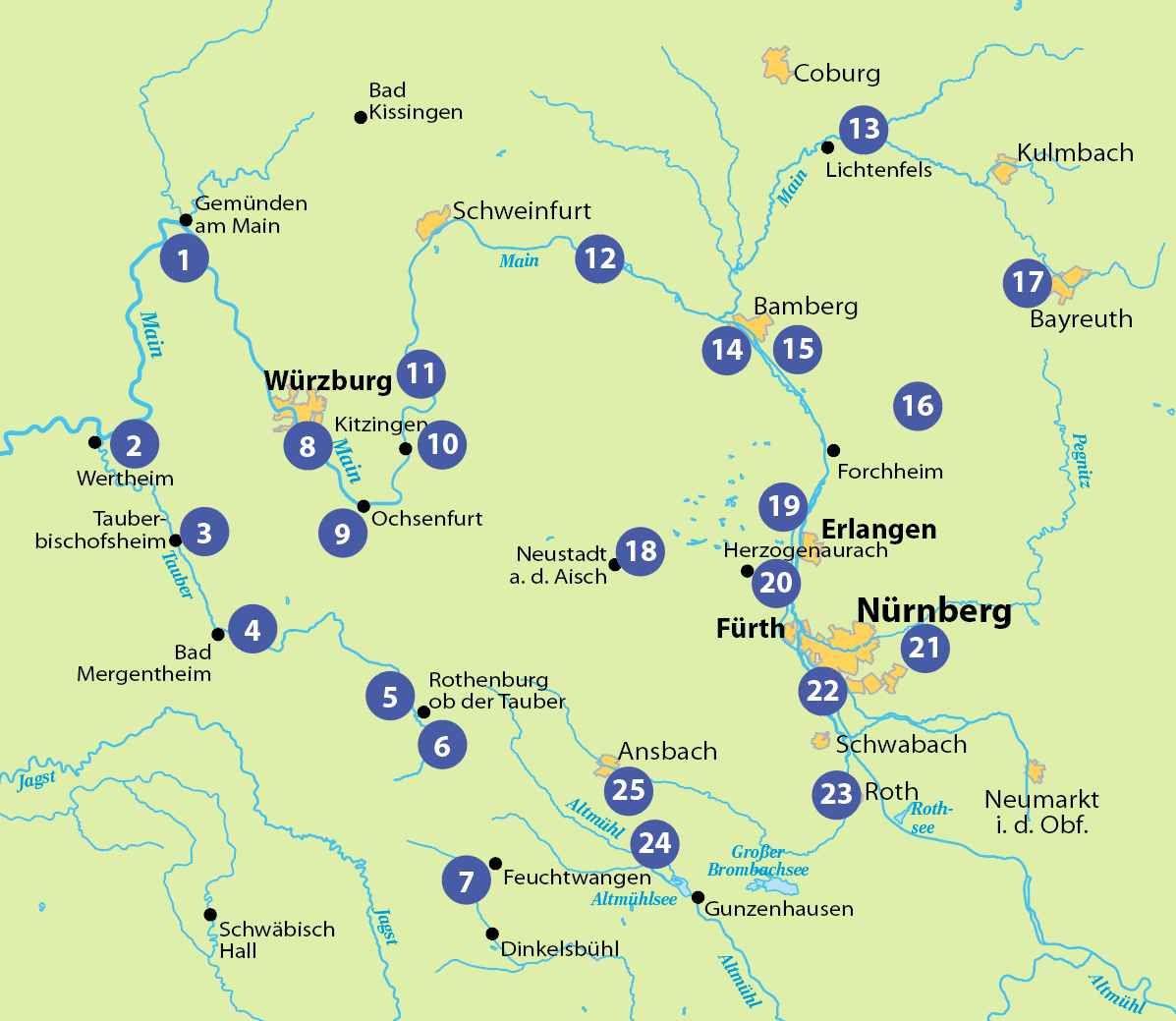 Beispielinhalt (Bild) Die 25 schönsten E-Bike Touren in Franken
