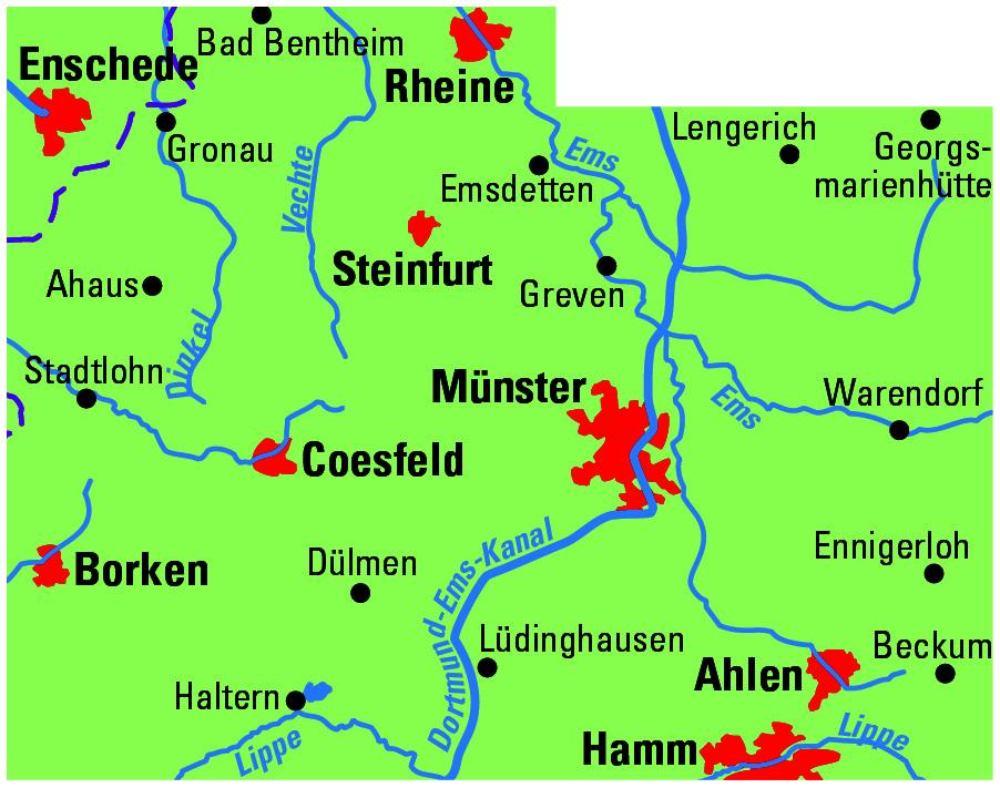 Beispielinhalt (Bild) ADFC-Regionalkarte Münsterland, 1:75.000, mit Tagestourenvorschlägen, reiß- und wetterfest, E-Bike-geeignet, mit Knotenpunkten, GPS-Tracks-Download