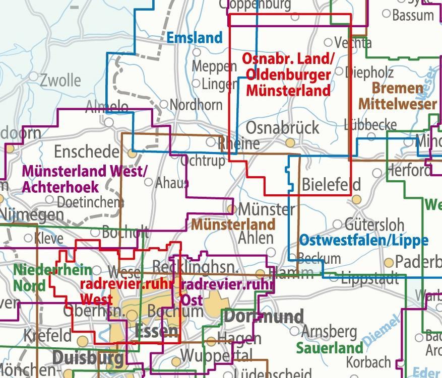 Beispielinhalt (Bild) ADFC-Regionalkarte Münsterland, 1:75.000, mit Tagestourenvorschlägen, reiß- und wetterfest, E-Bike-geeignet, mit Knotenpunkten, GPS-Tracks-Download