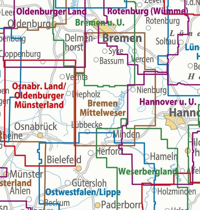 Beispielinhalt (Bild) ADFC-Regionalkarte Bremen-Minden Mittelweser, 1:75.000, mit Tagestourenvorschlägen, reiß- und wetterfest, E-Bike-geeignet, GPS-Tracks Download