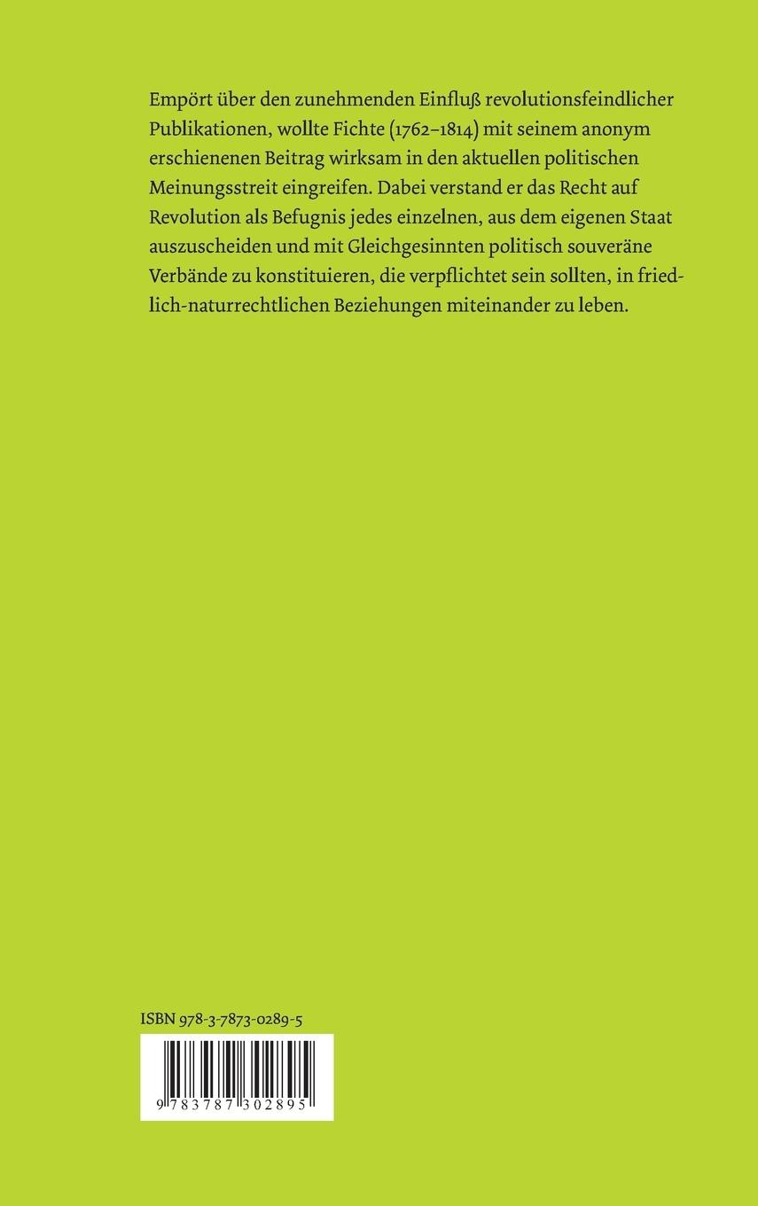 Rückseitencover Beitrag zur Berichtigung der Urteile des Publikums über die französische Revolution (1793)