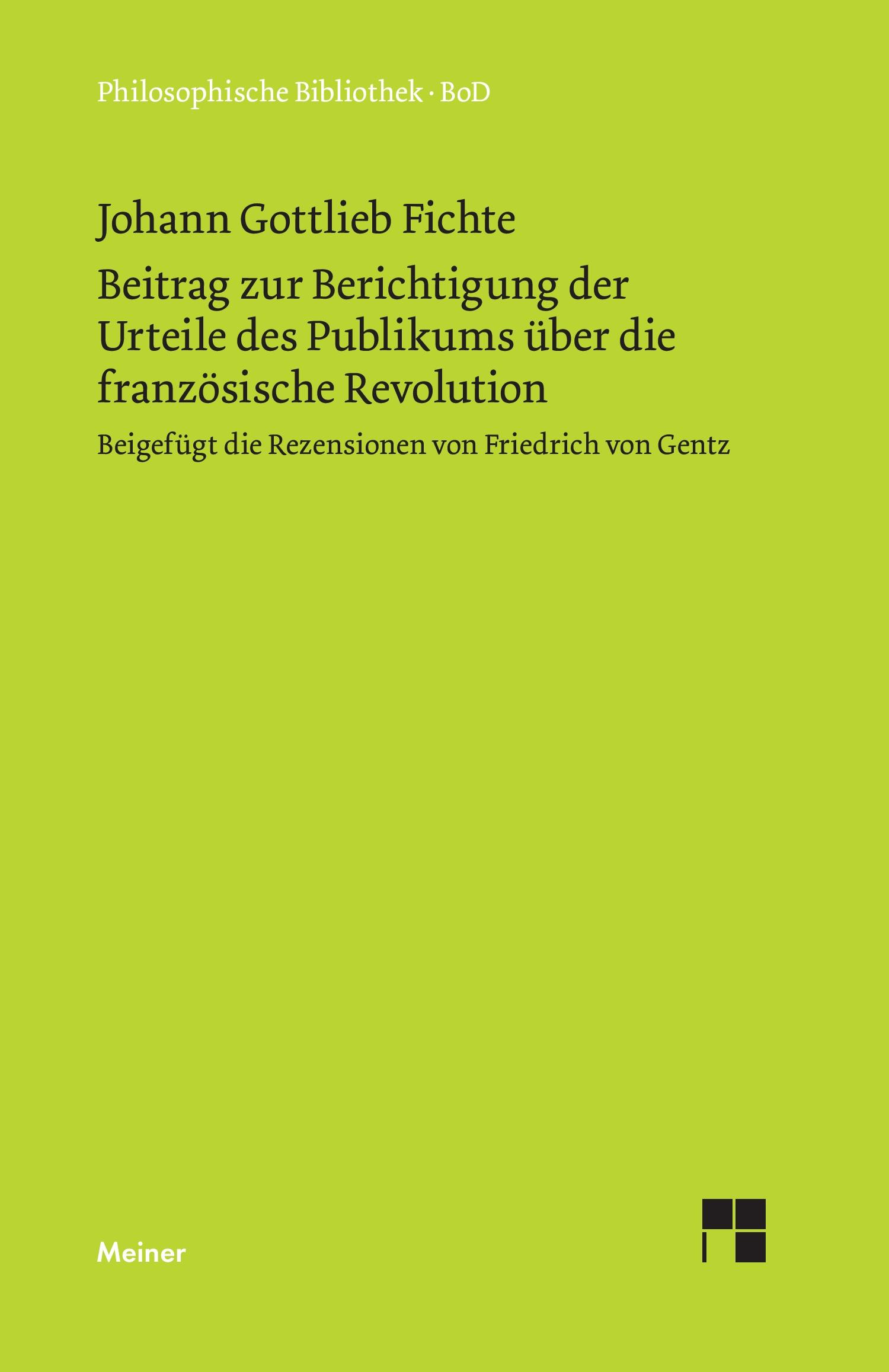 Vorderes Coverbild Beitrag zur Berichtigung der Urteile des Publikums über die französische Revolution (1793)