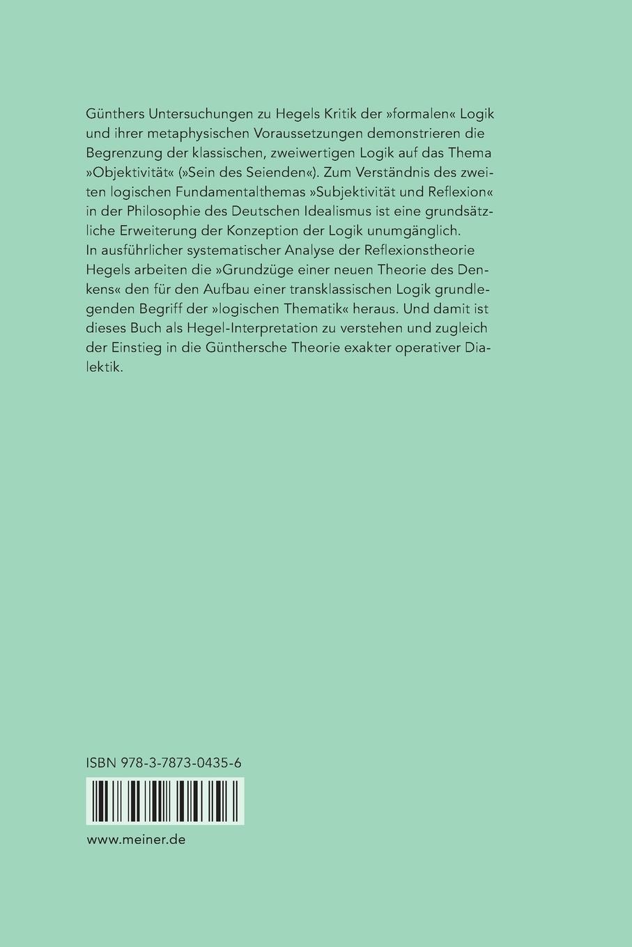 Rückseitencover Grundzüge einer neuen Theorie des Denkens in Hegels Logik