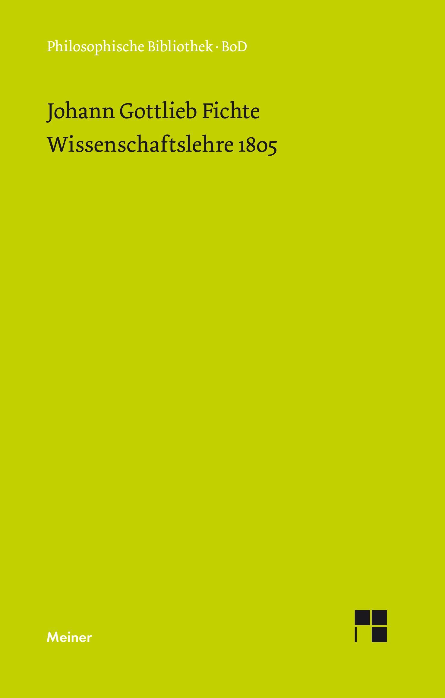 Vorderes Coverbild Wissenschaftslehre (1805)