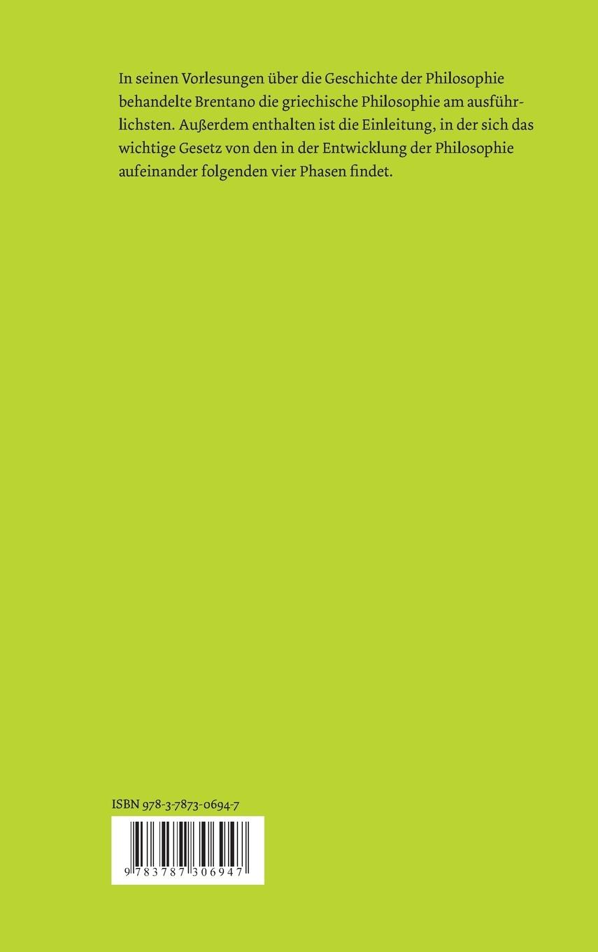 Rückseitencover Geschichte der griechischen Philosophie