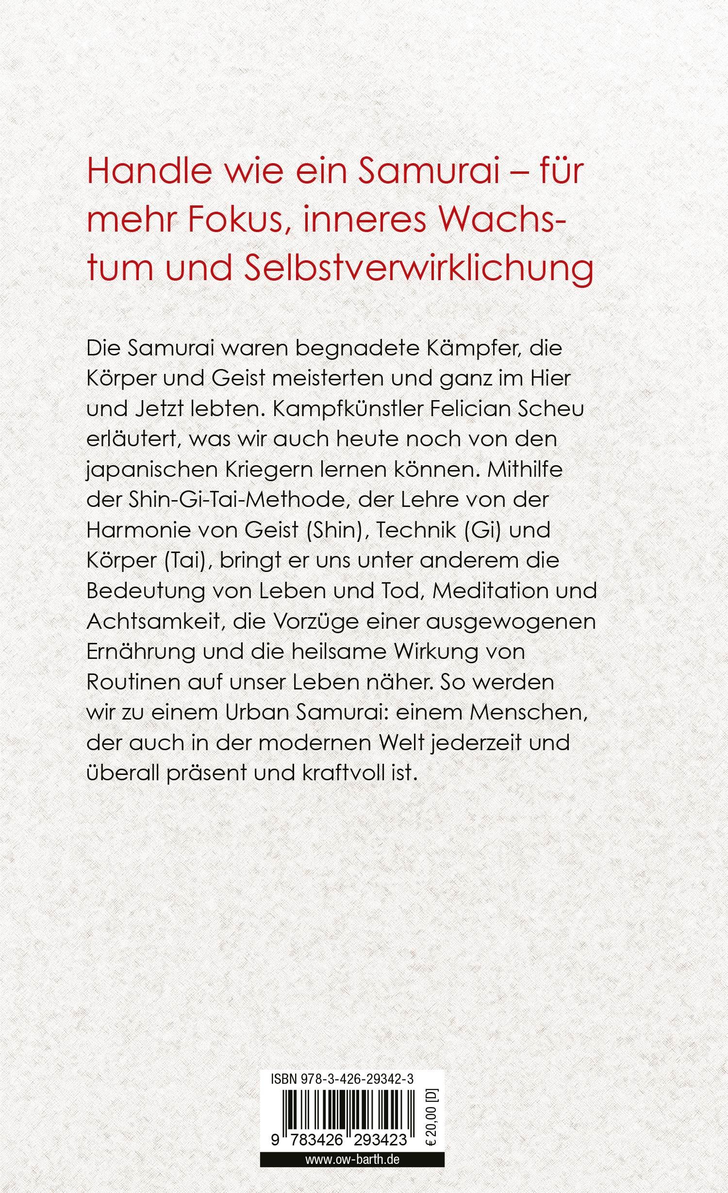 Rückseitencover Urban Samurai. Wie wir die Weisheit der friedvollen Krieger in unserem Alltag nutzen