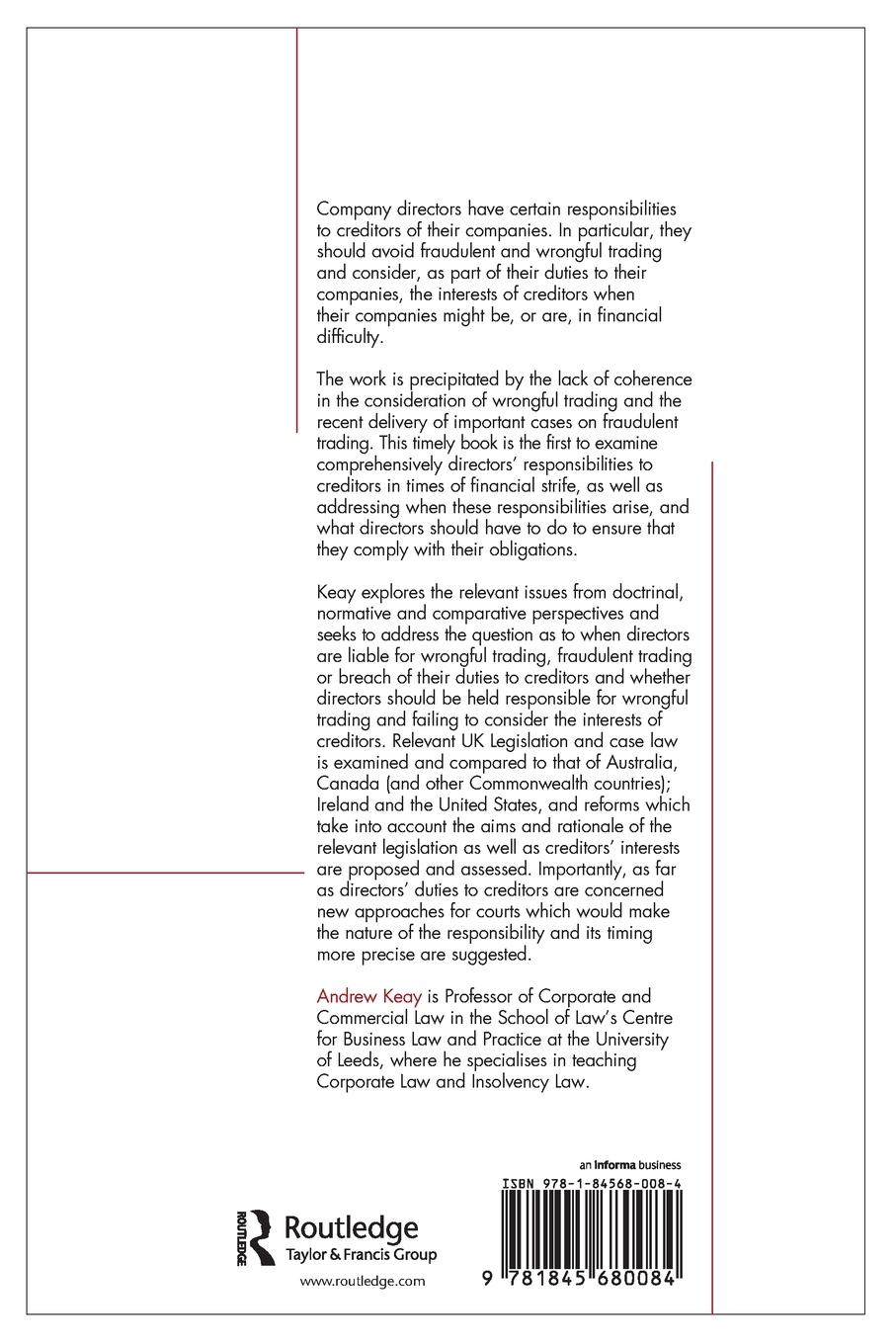 Rückseitencover Company Directors' Responsibilities to Creditors