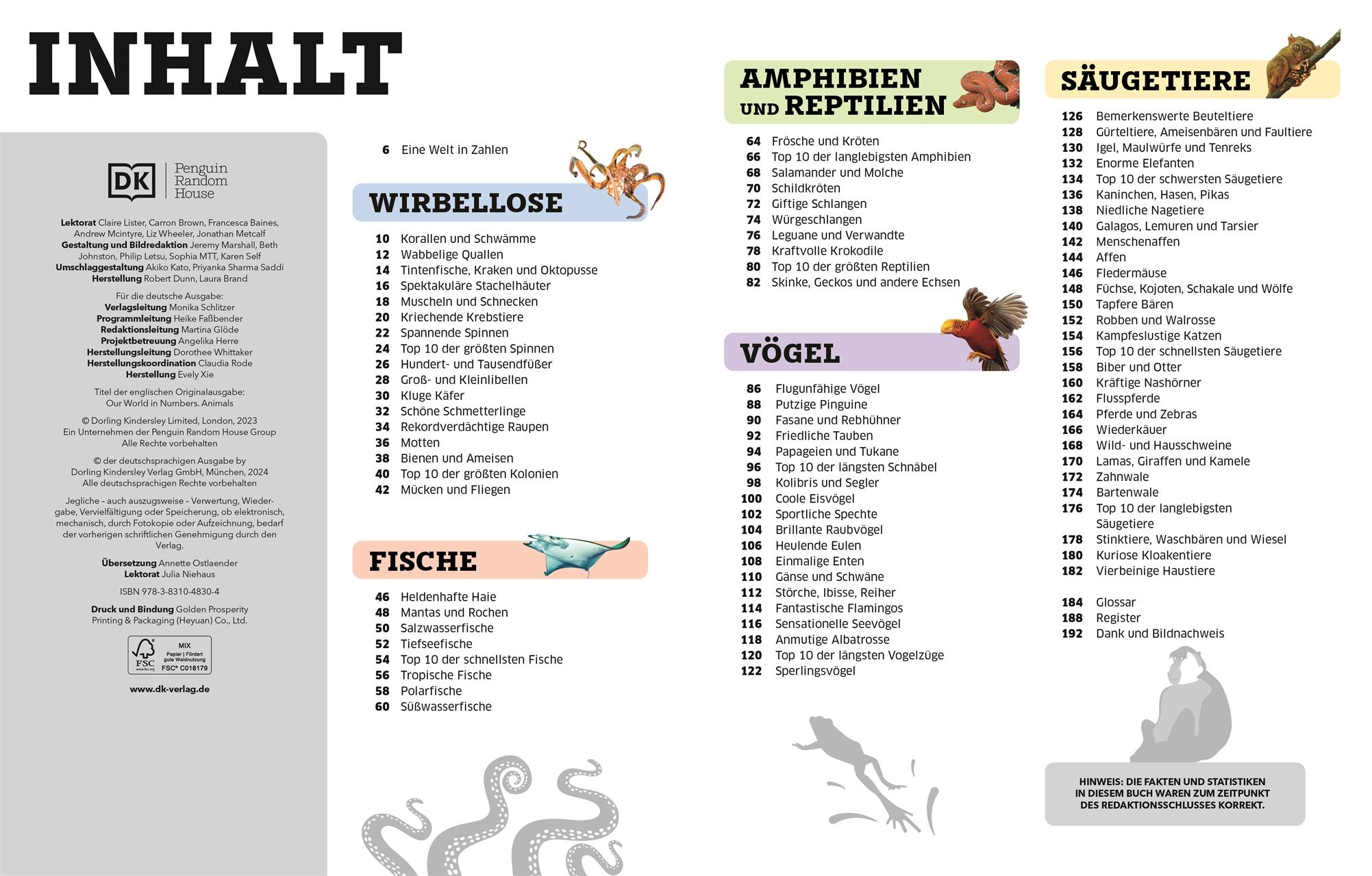 Beispielinhalt (Bild) Unsere Welt in Zahlen. Tiere
