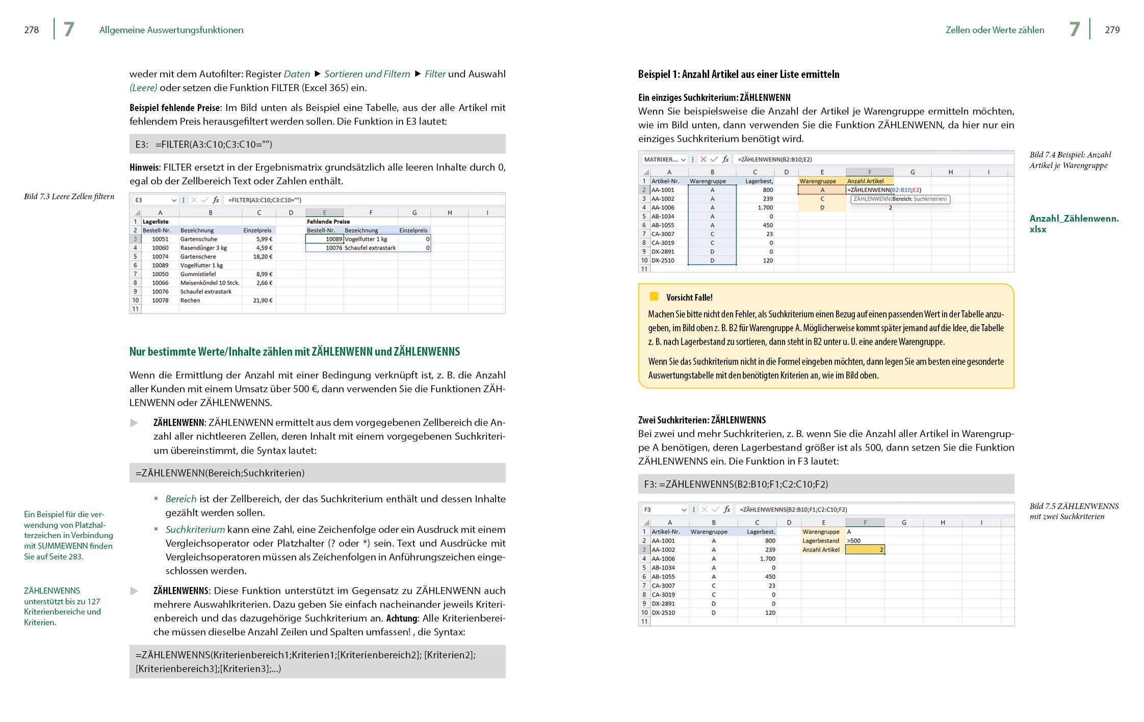 Beispielinhalt (Bild) Excel Formeln und Funktionen: Profiwissen im praktischen Einsatz