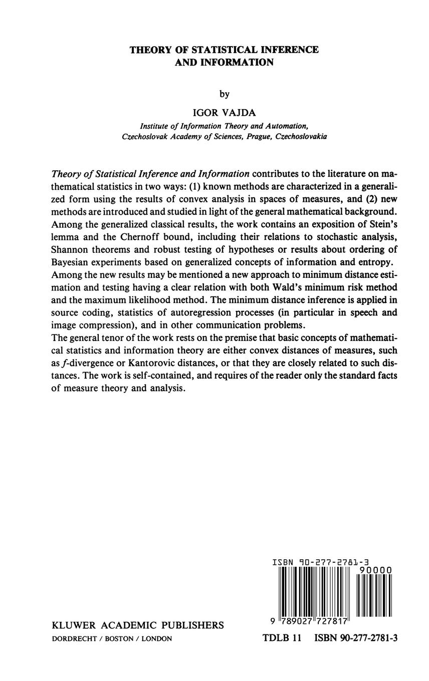 Rückseitencover Theory of Statistical Inference and Information