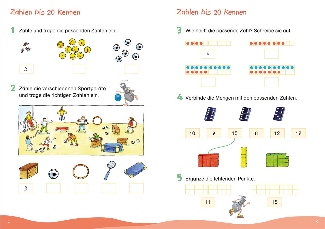 Beispielinhalt (Bild) Fit fürs Rechnen bis 20. 1. Klasse. Mein Übungsheft