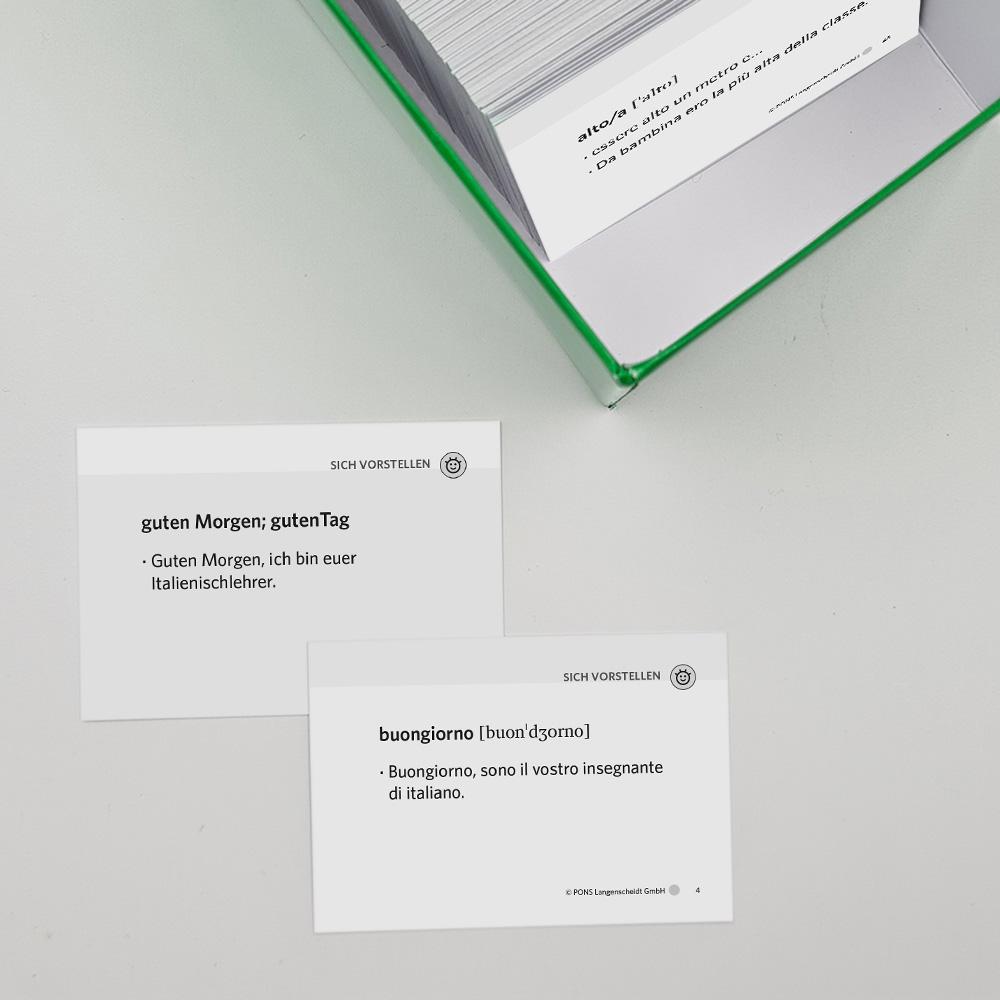 Beispielinhalt (Bild) PONS Power-Vokabelbox Italienisch in 4 Wochen
