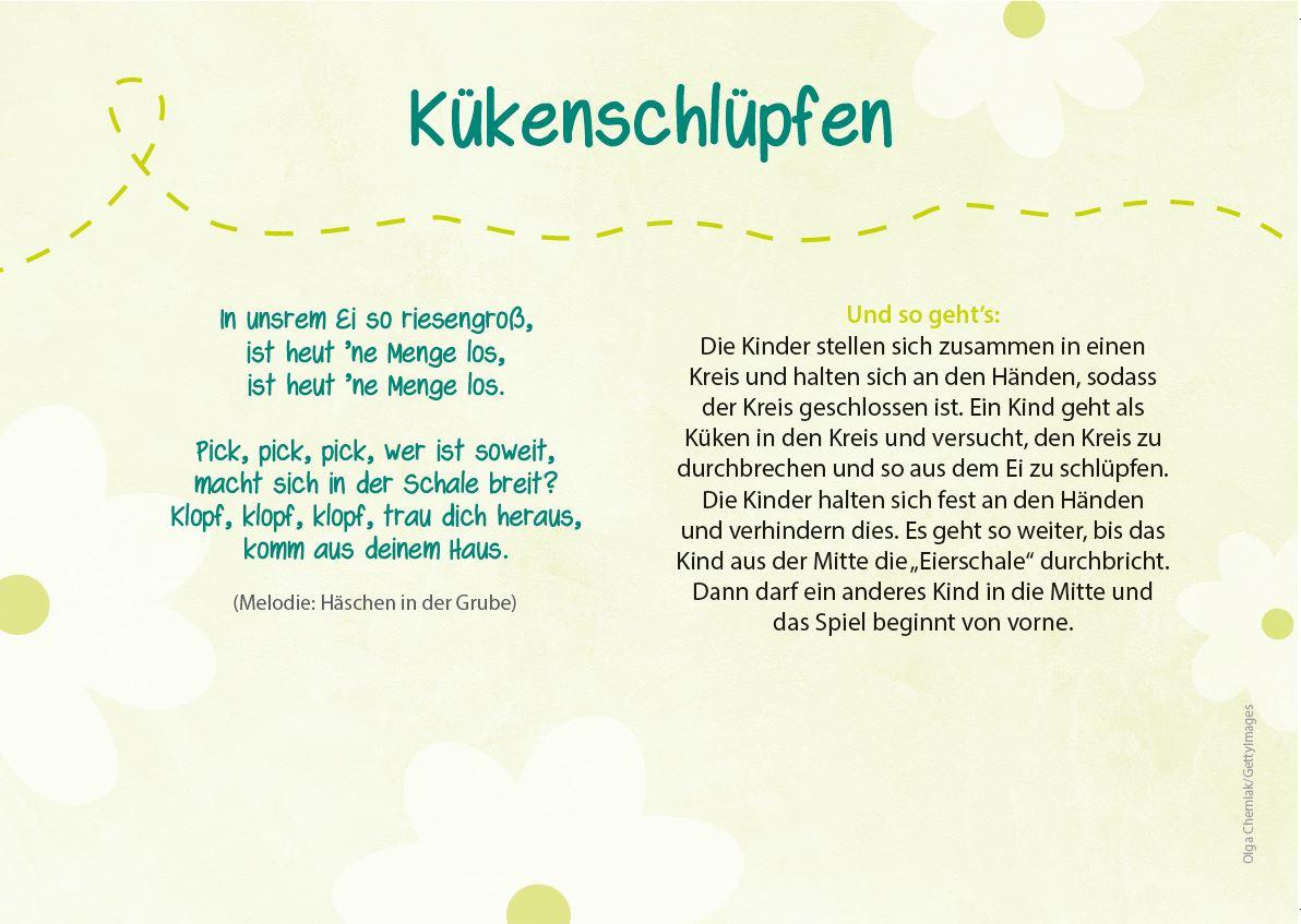 Beispielinhalt (Bild) Die Kita-Jahreszeiten-Karten: 32 Spiellieder für den Frühling