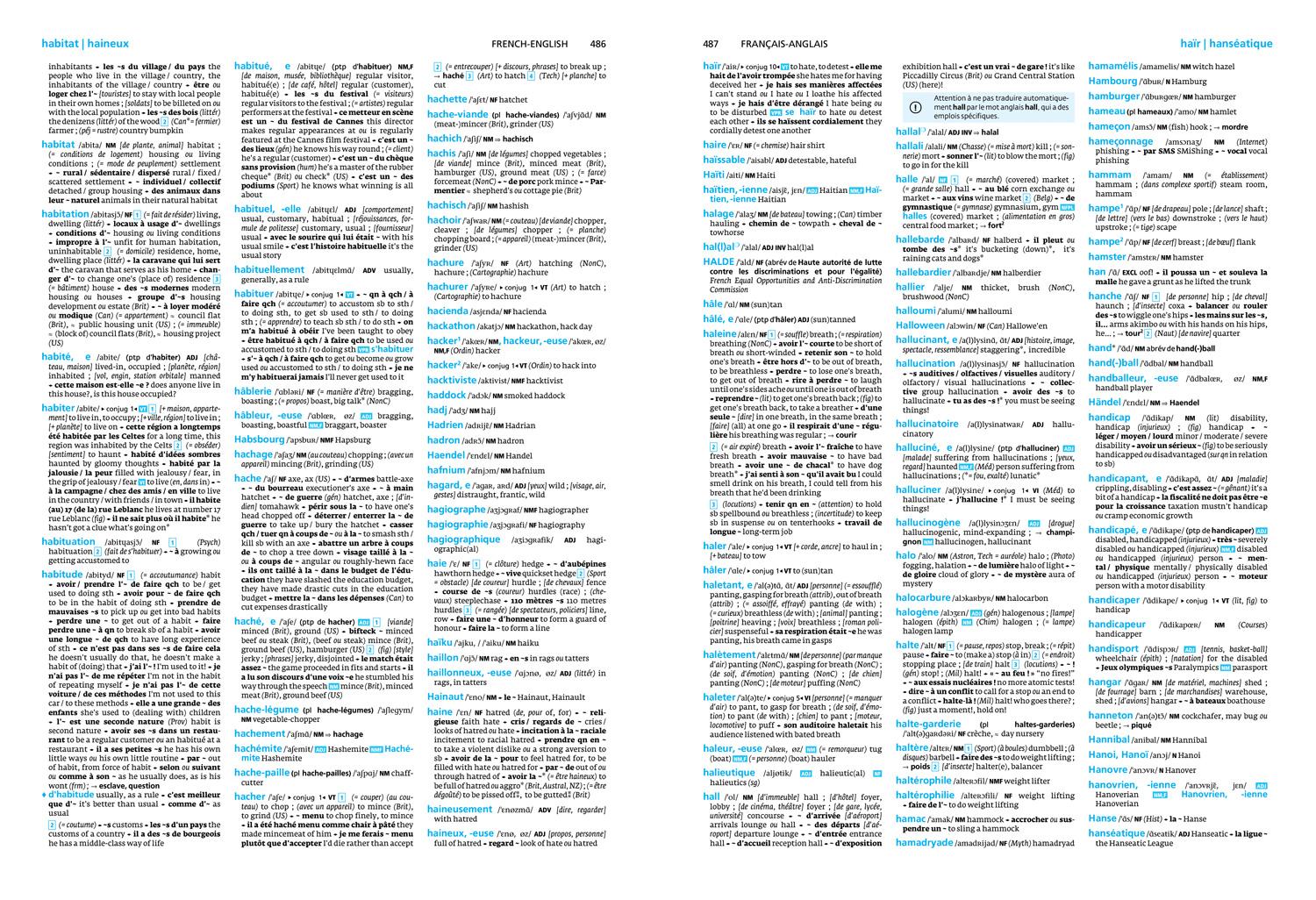 Beispielinhalt (Bild) Collins Robert French Dictionary Complete and Unabridged edition