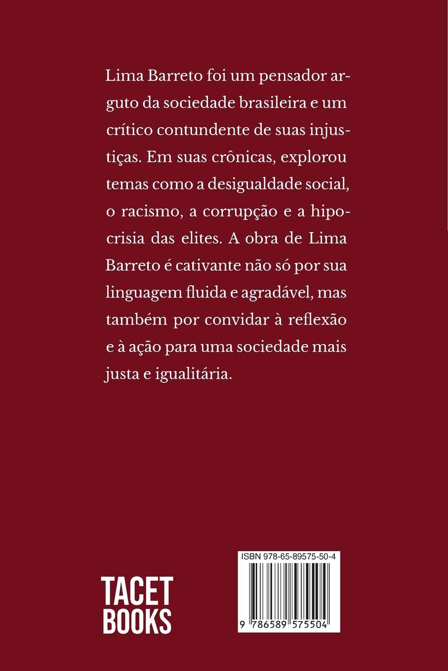Rückseitencover 10 melhores crônicas - Lima Barreto