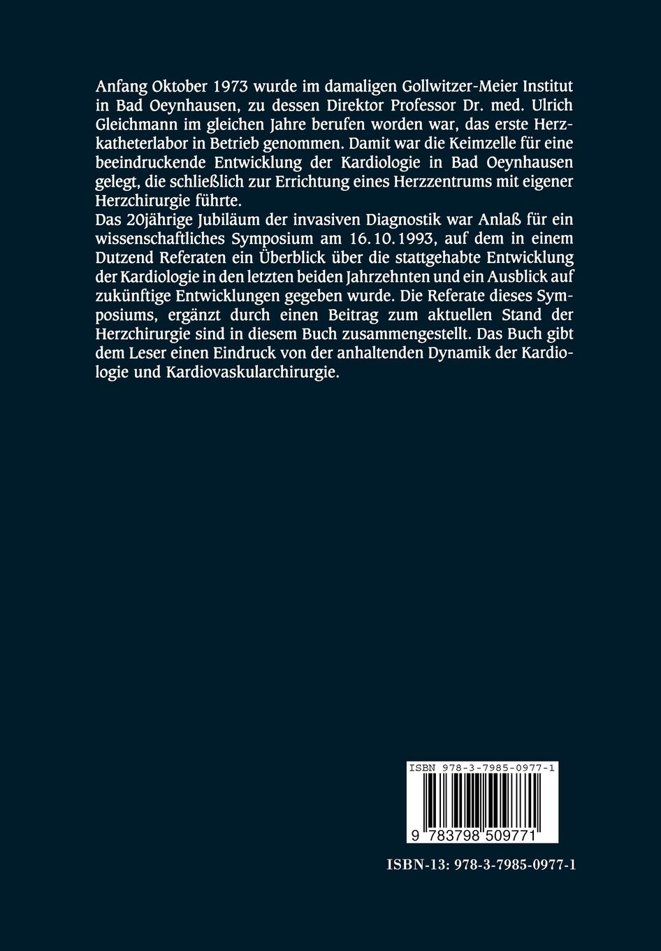 Rückseitencover 20 Jahre Kardiologie 1973-1993