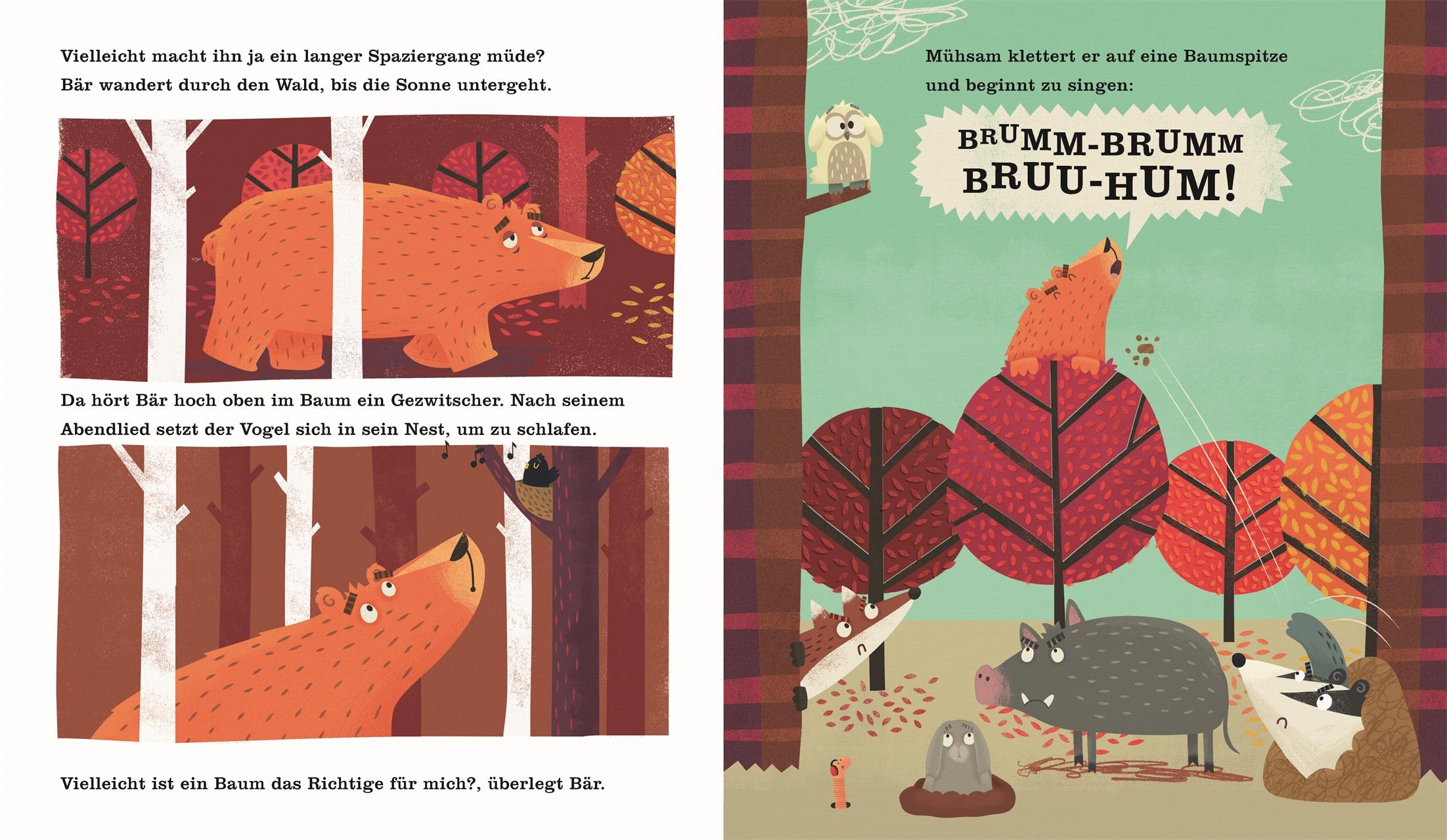 Beispielinhalt (Bild) Einschlafen ist schwer, denkt der Bär