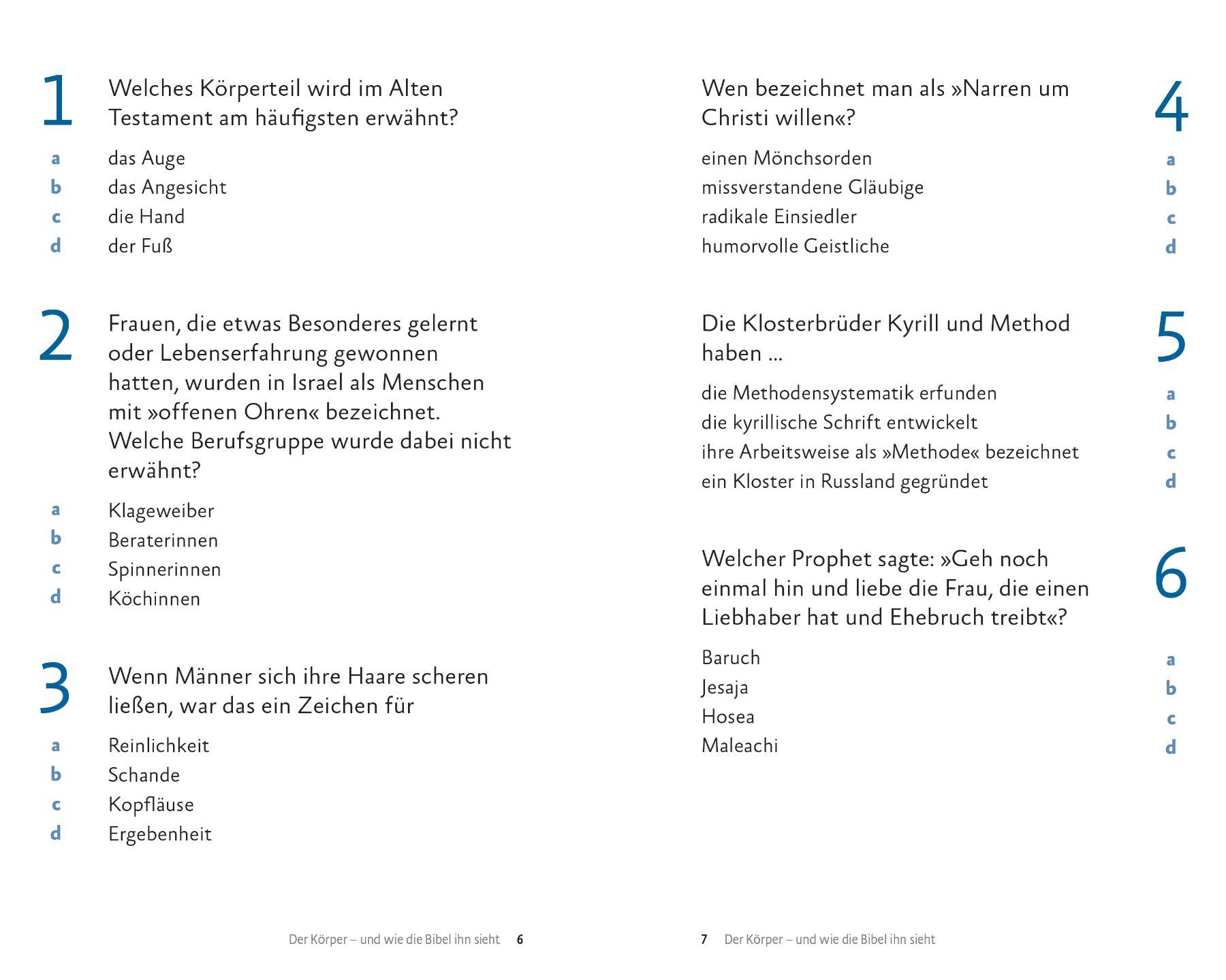 Beispielinhalt (Bild) Quizbuch Bibel