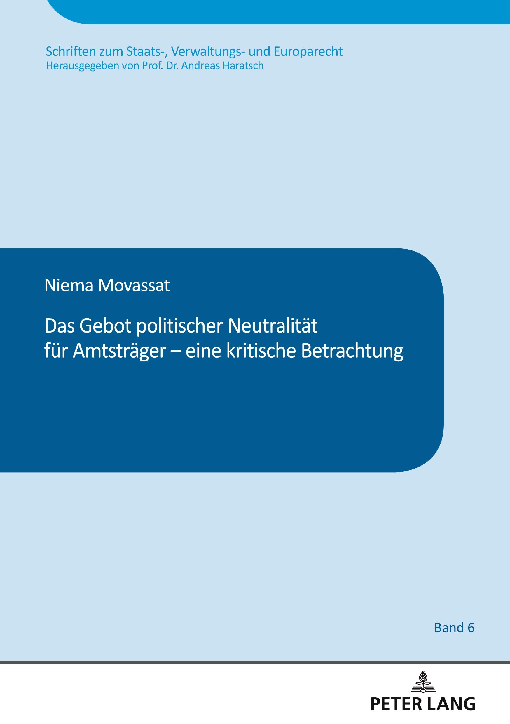 Vorderes Coverbild Das Gebot politischer Neutralität für Amtsträger - eine kritische Betrachtung