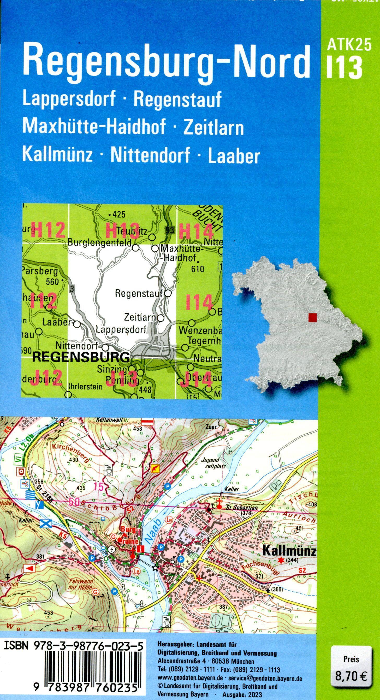 Beispielinhalt (Bild) ATK25-I13 Regensburg-Nord (Amtliche Topographische Karte 1:25000)
