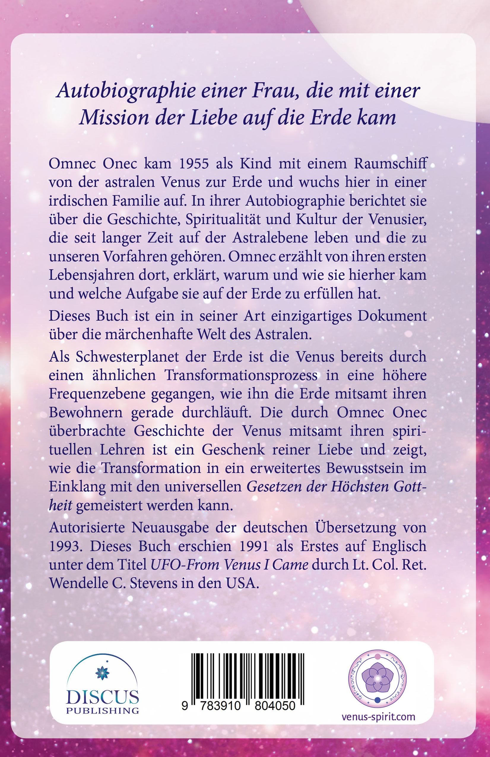 Rückseitencover Ich kam von der Venus