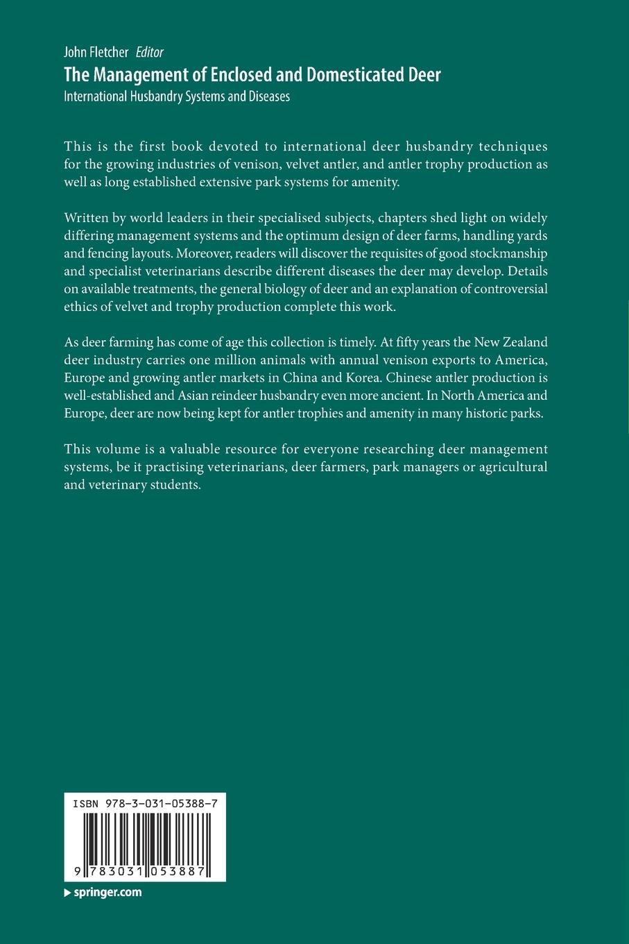 Rückseitencover The Management of Enclosed and Domesticated Deer