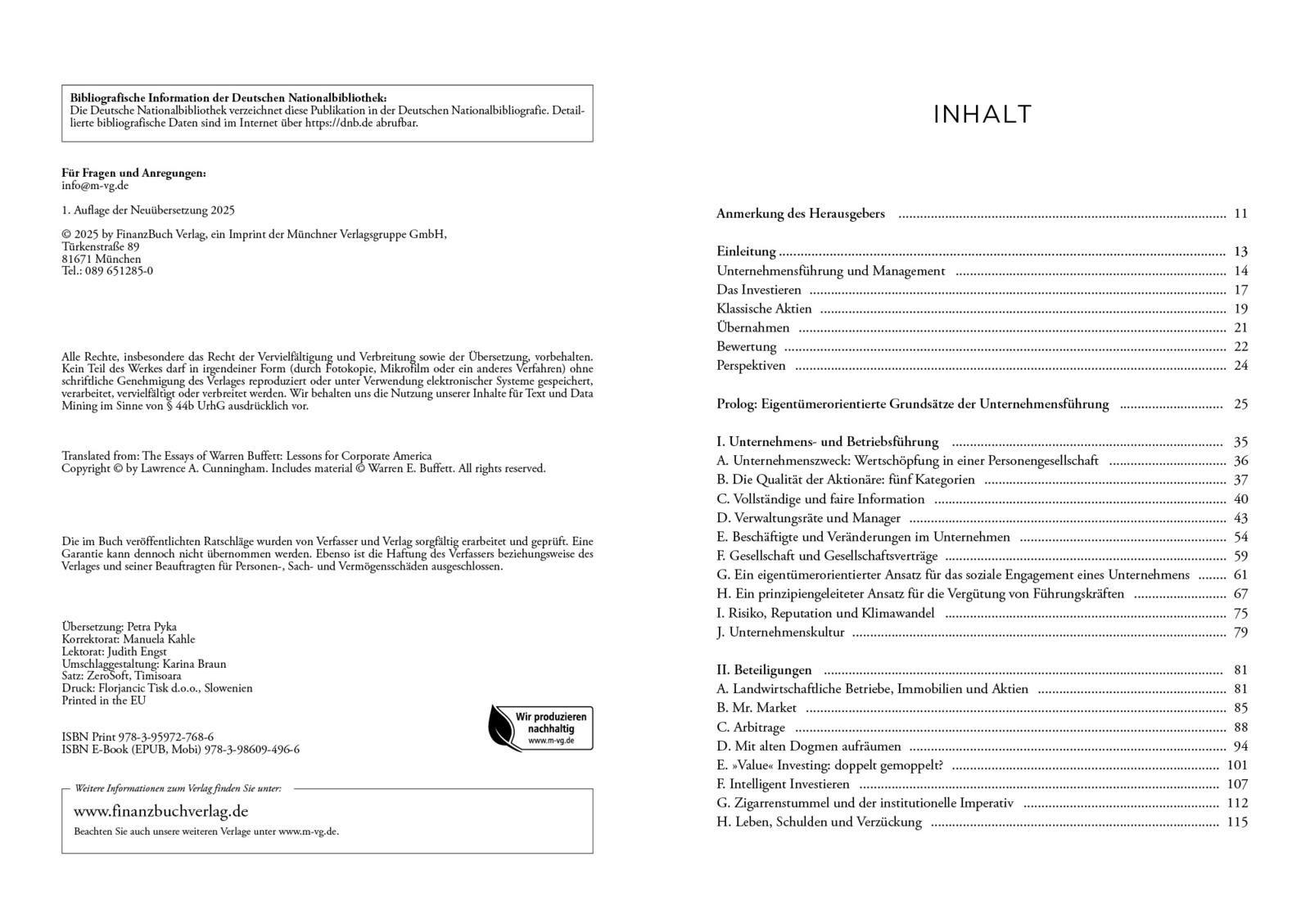 Beispielinhalt (Bild) Die Essays von Warren Buffett