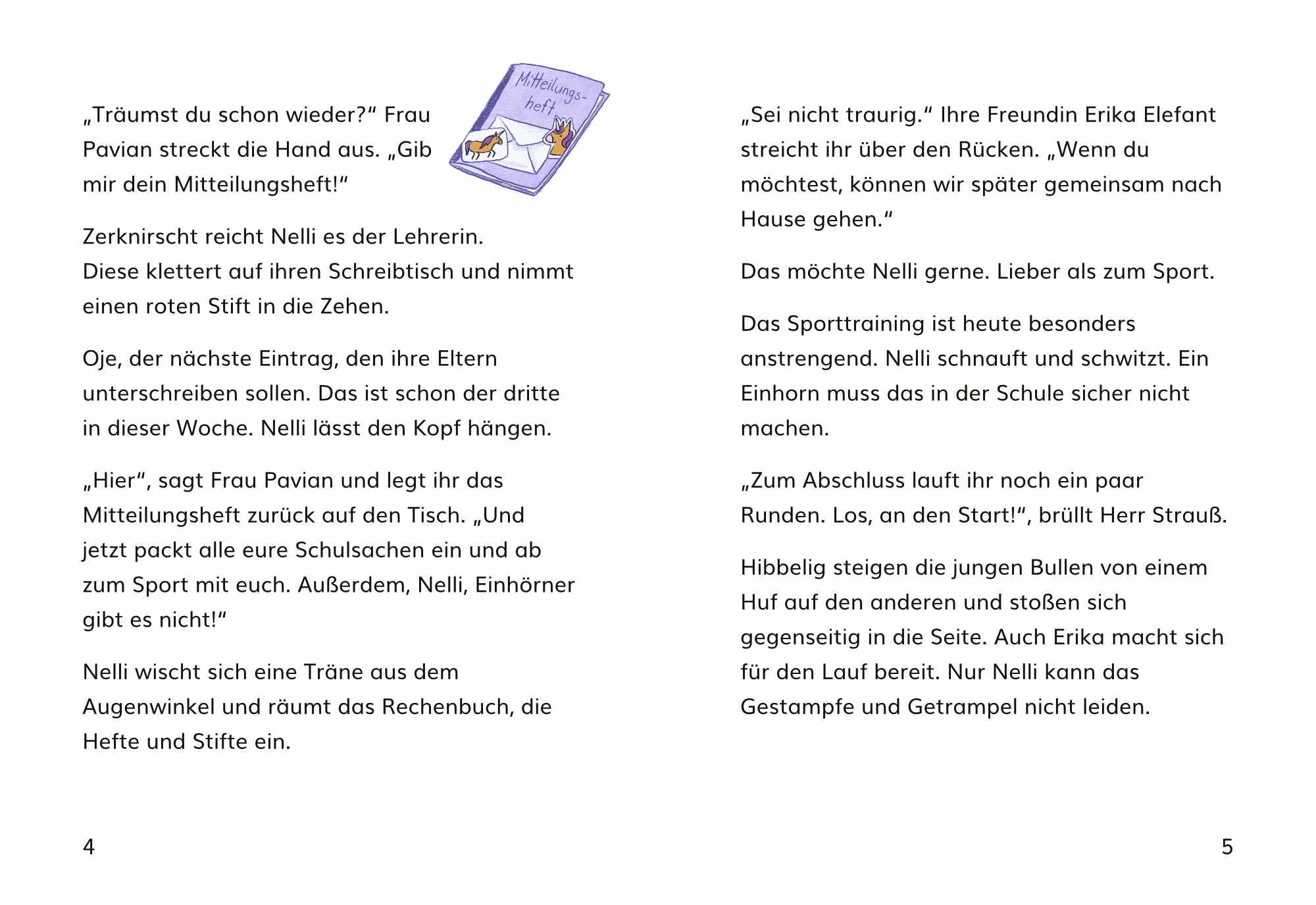 Beispielinhalt (Bild) Nelli Nashorn. Nur Einhörner im Kopf