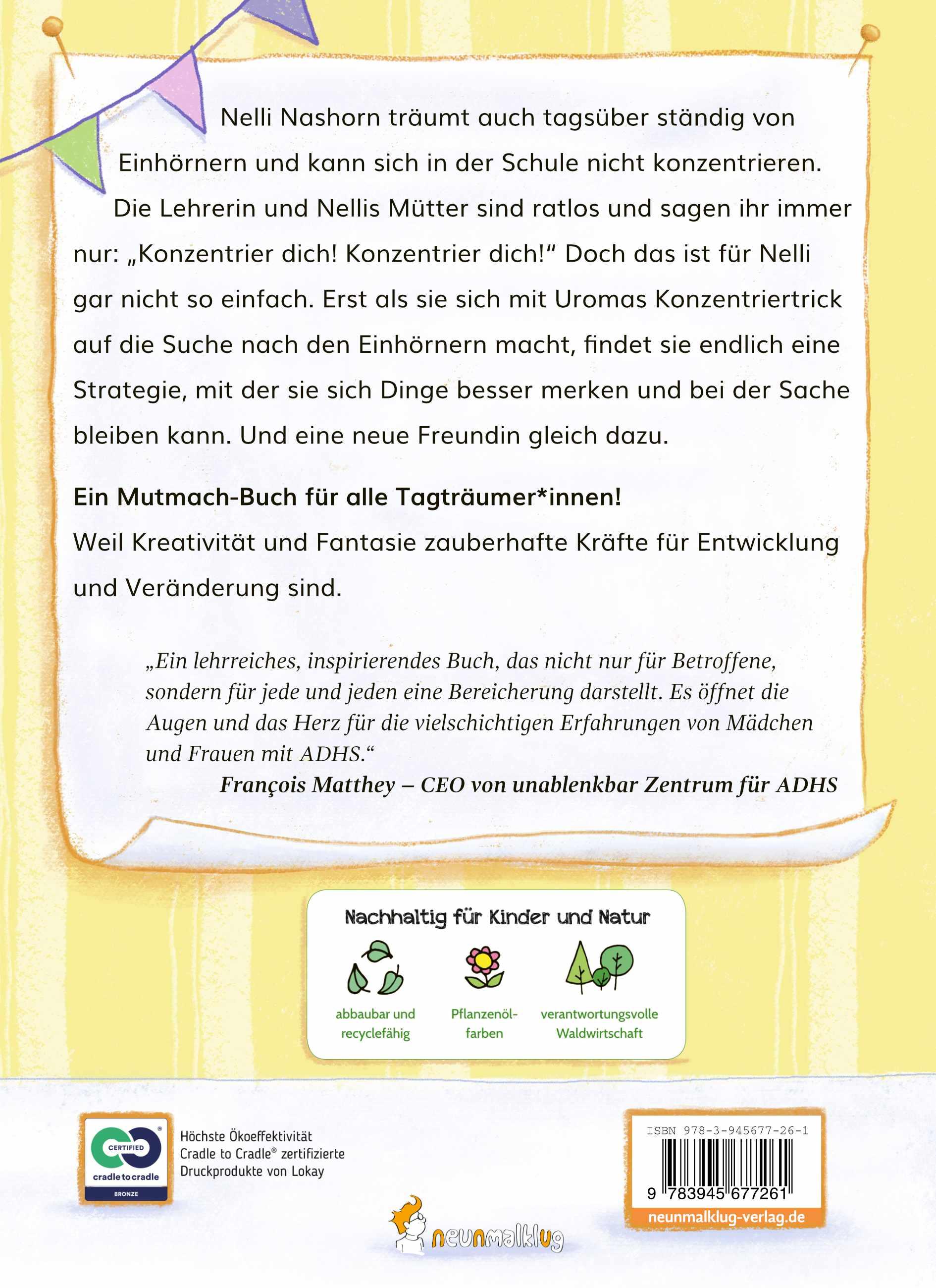 Rückseitencover Nelli Nashorn. Nur Einhörner im Kopf