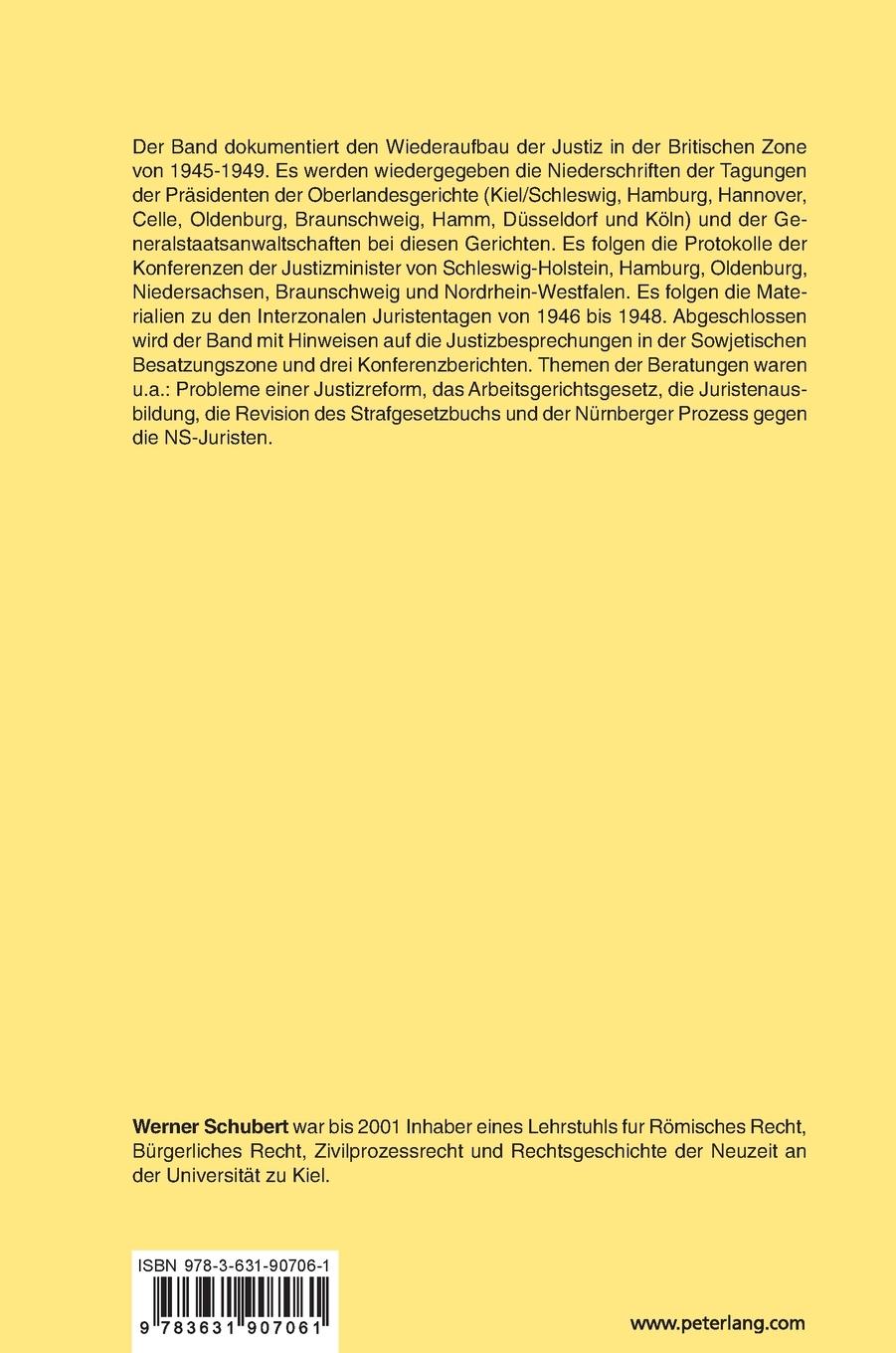 Rückseitencover Quellen zur Justizgeschichte in der Nachkriegszeit (1945-1949)