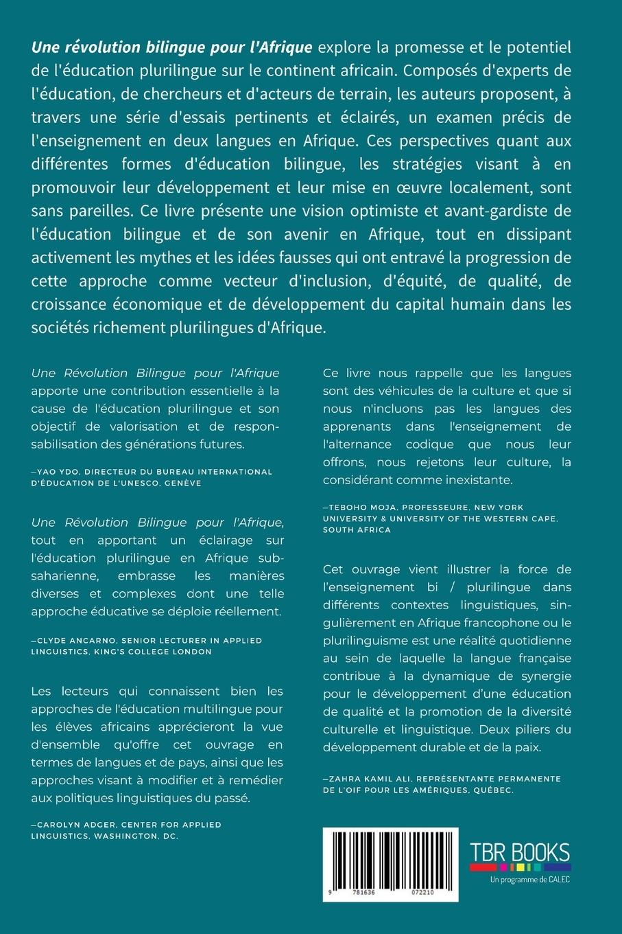 Rückseitencover Une révolution bilingue pour l'Afrique
