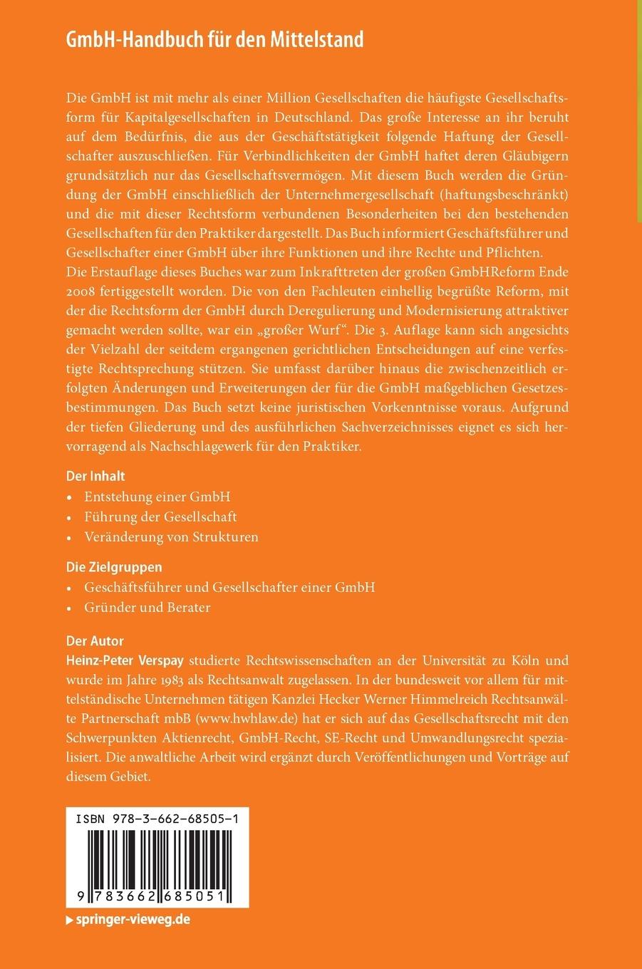 Rückseitencover GmbH-Handbuch für den Mittelstand