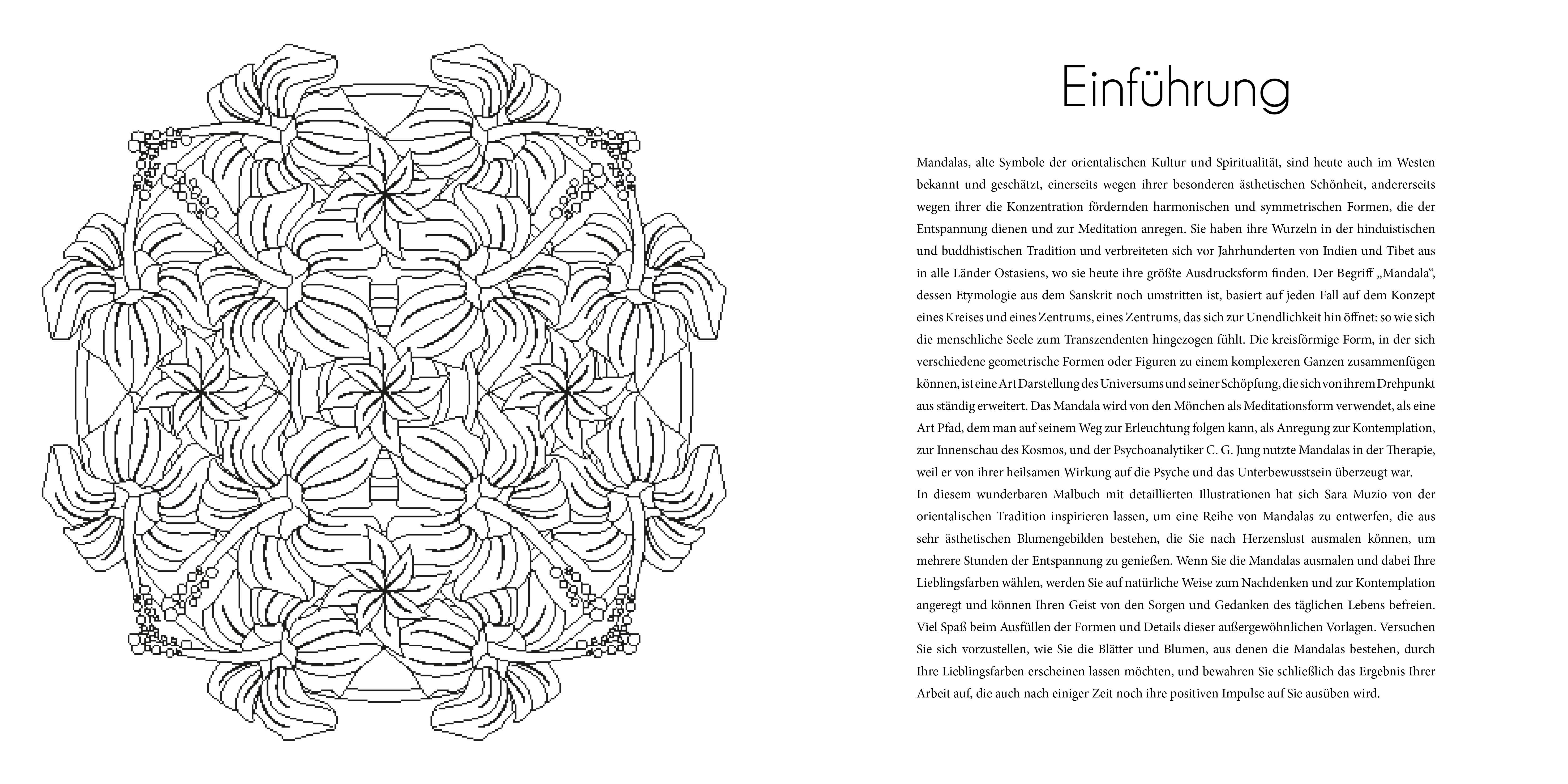 Beispielinhalt (Bild) Blumen-Mandalas (Ausmalbuch zur kreativen Stressbewältigung)