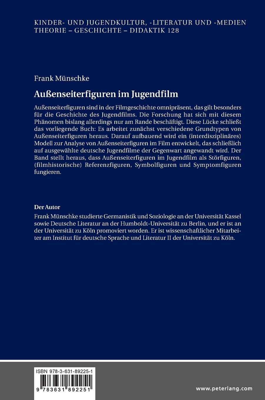 Rückseitencover Außenseiterfiguren im Jugendfilm