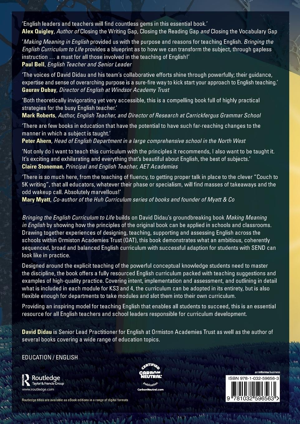 Rückseitencover Bringing the English Curriculum to Life