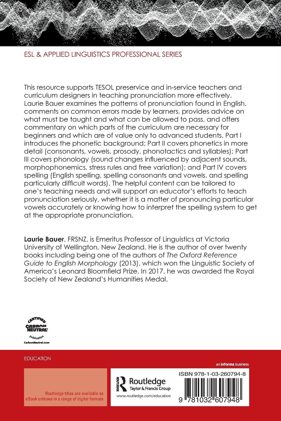 Rückseitencover English Phonetics, Phonology and Spelling for the English Language Teacher