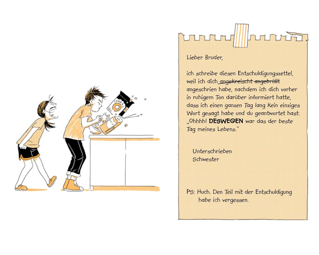 Beispielinhalt (Bild) Lieber Bruder, tut mir (gar nicht) leid ...