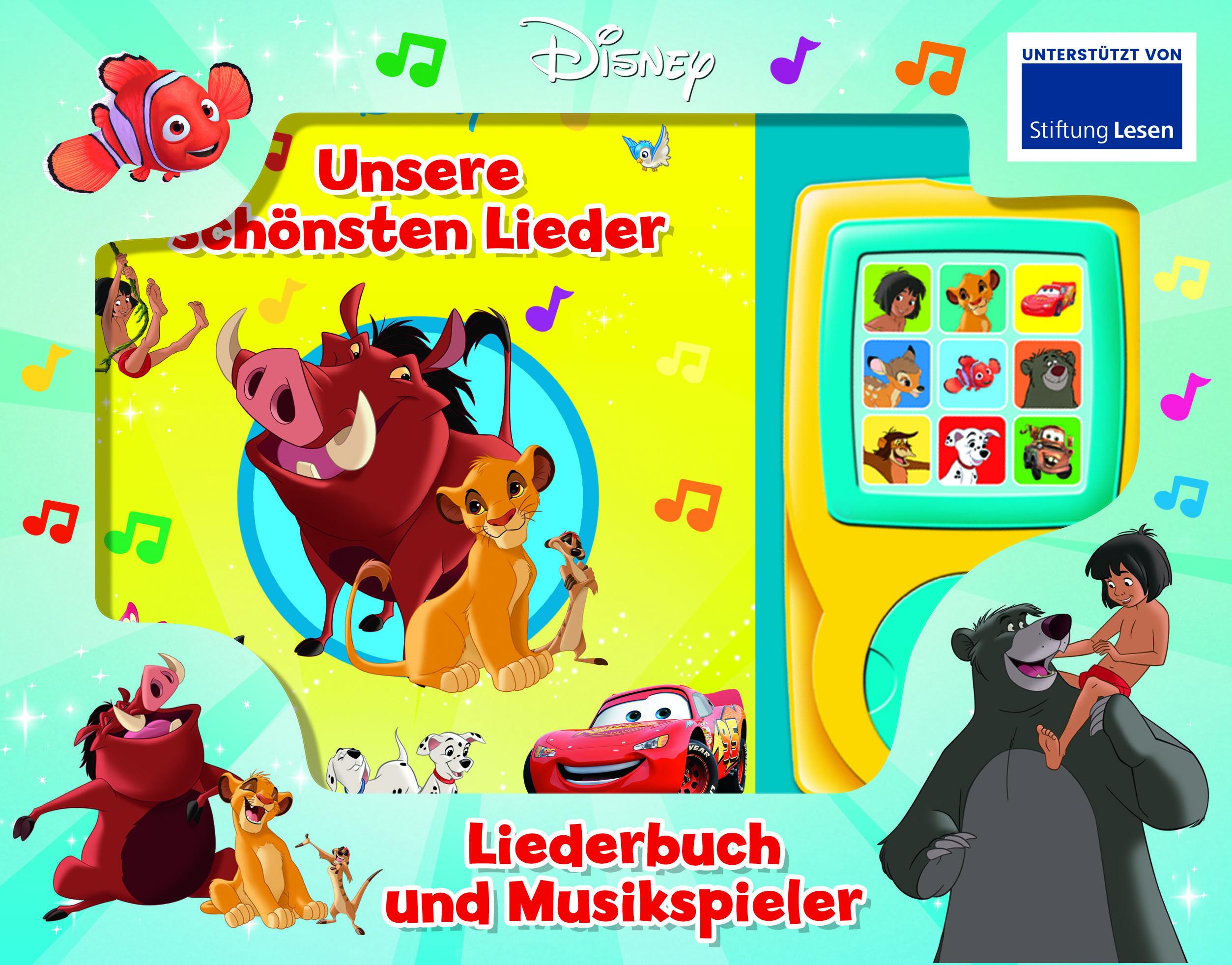Vorderes Coverbild Disney - Unsere schönsten Lieder - Liederbuch und Musikspieler mit 16 beliebten Kinderliedern