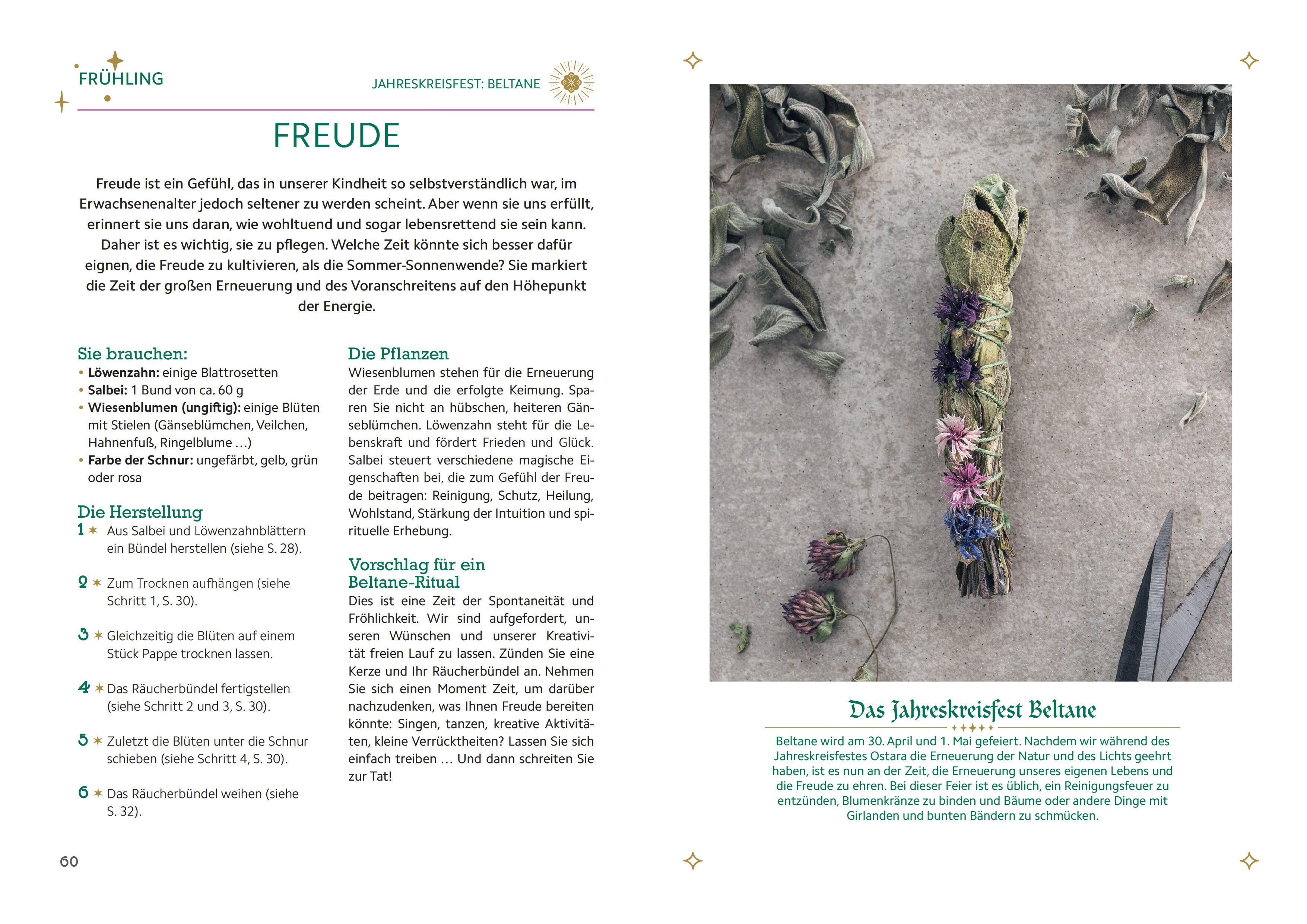 Beispielinhalt (Bild) Magische Rituale mit Räucherbündeln. Pflanzen durchs Jahr sammeln, trocknen, binden, weihen, räuchern