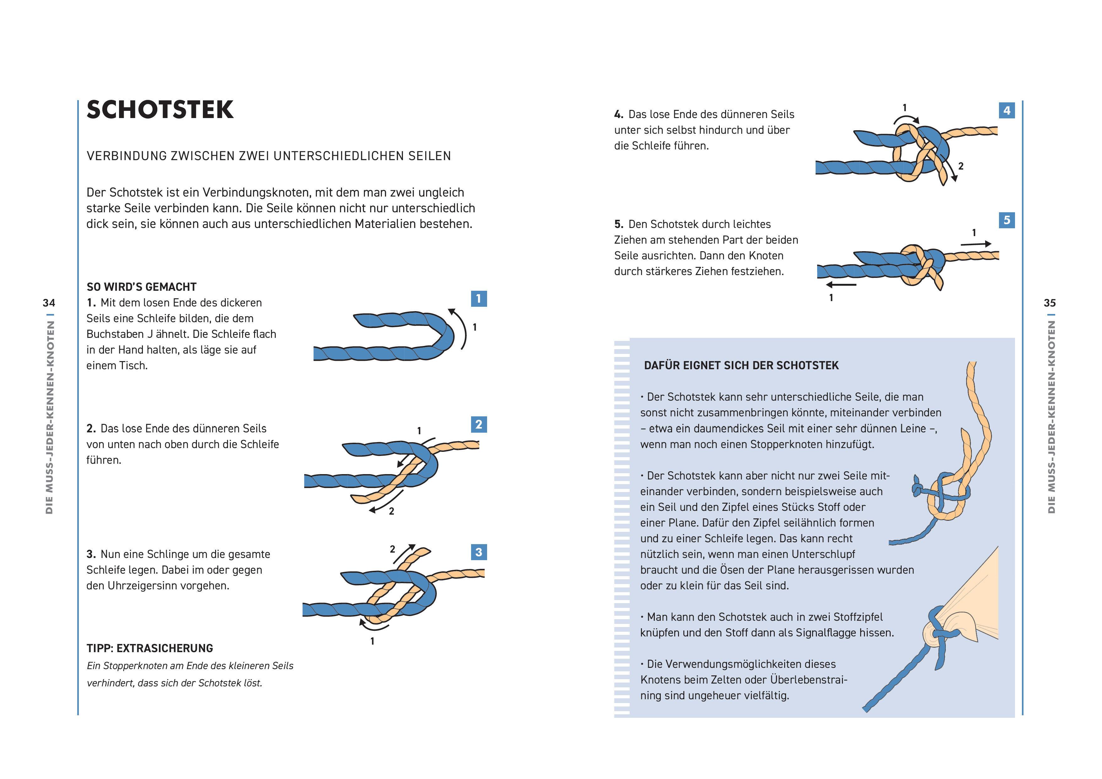 Beispielinhalt (Bild) Das große Knotenbuch - Die 50 wichtigsten Knoten für Alltag und Outdoor
