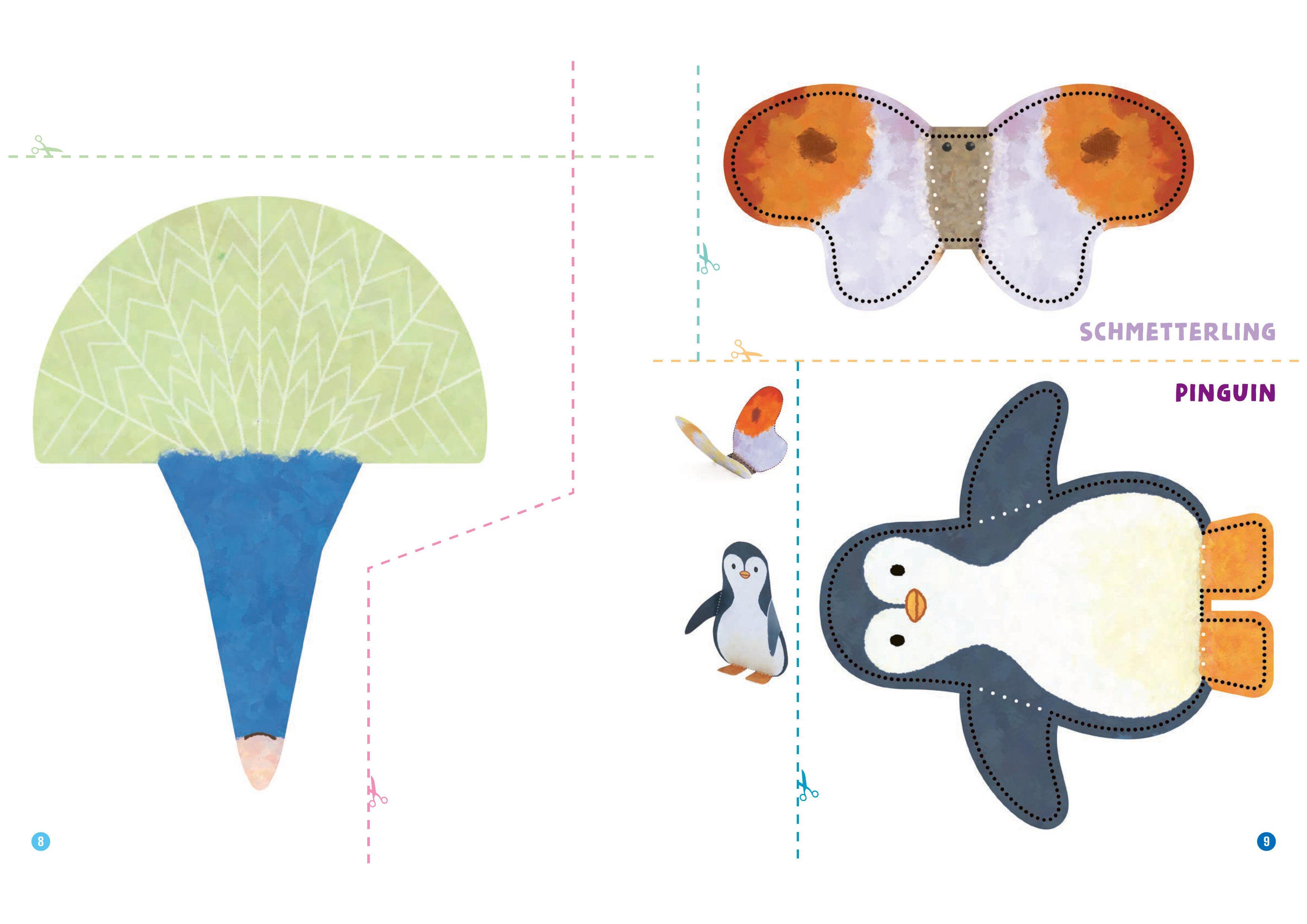 Beispielinhalt (Bild) Tiere prickeln in 3D. Zum Basteln, Falten und Spielen.