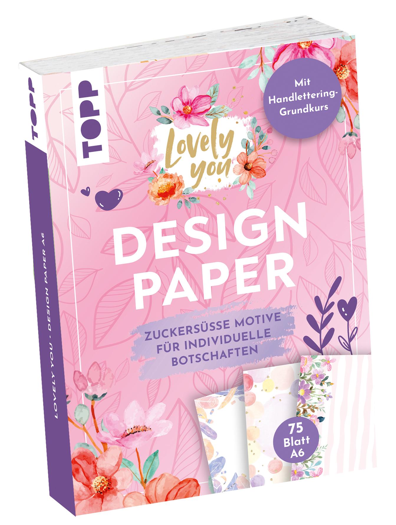 Vorderes Coverbild Design Paper A6 Lovely You. Mit Handlettering-Grundkurs